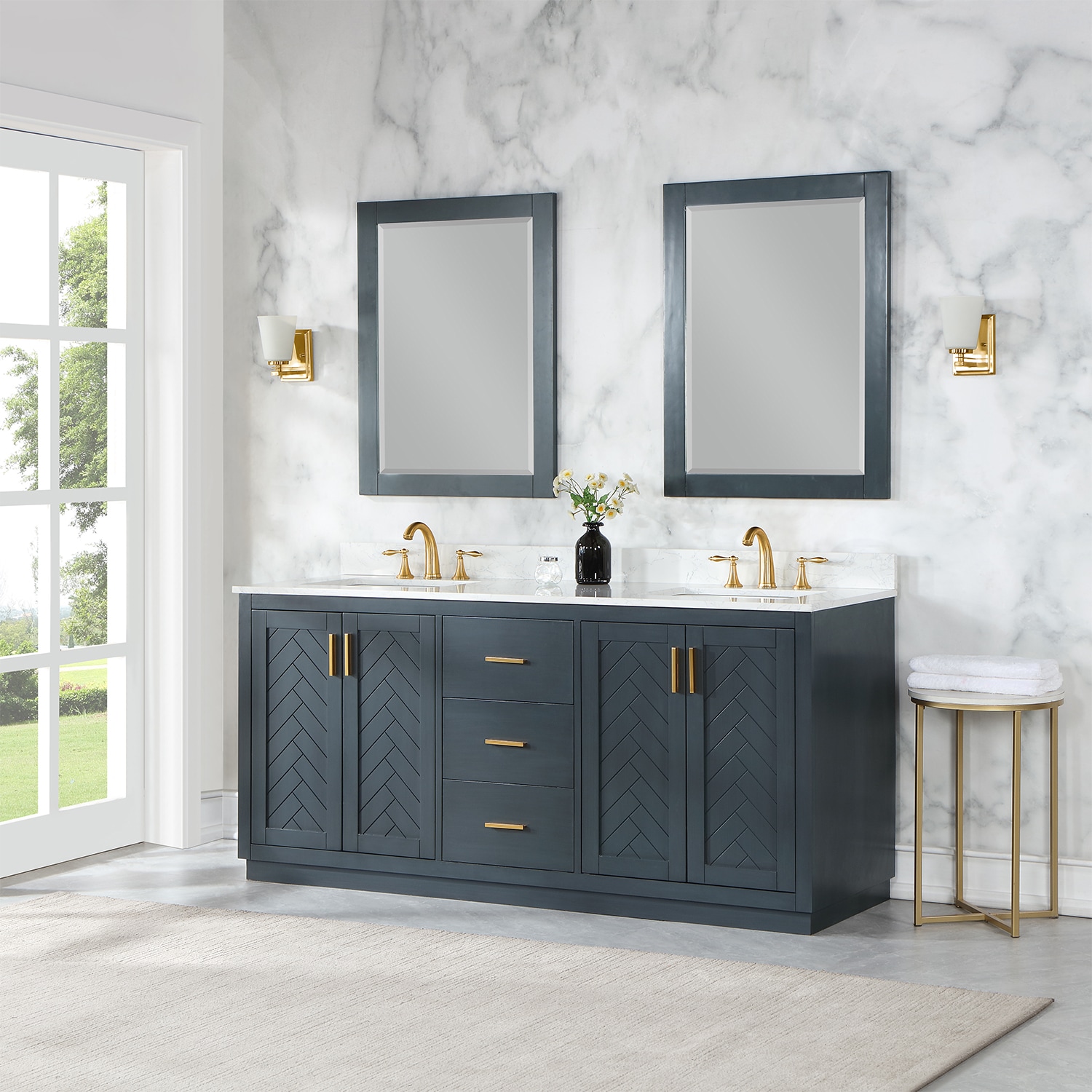 Altair Gazsi 72-in Classic Blue Undermount Double Sink Bathroom Vanity ...