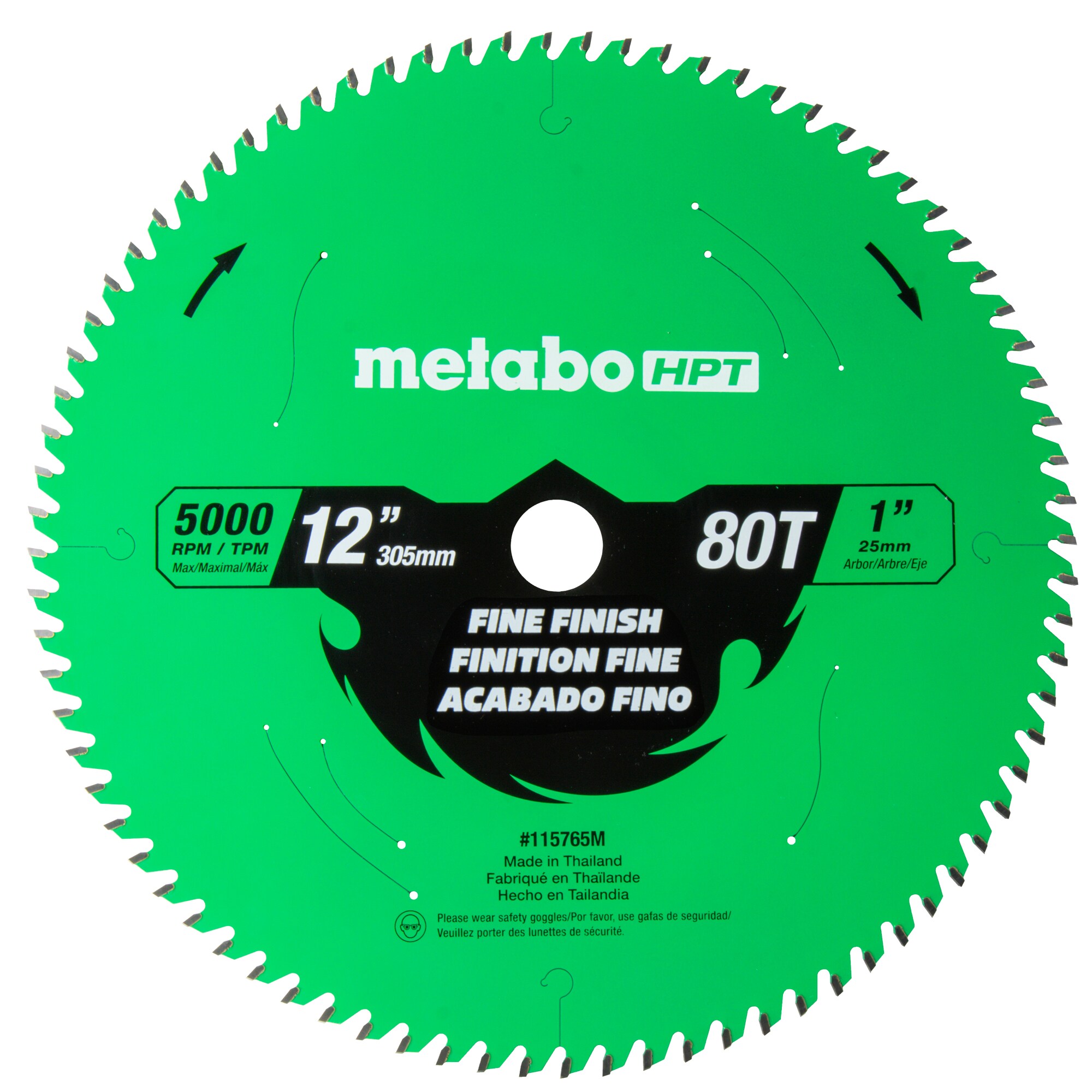 Metabo HPT 115765M 12-in 80 -Tooth Fine Finish Tungsten carbide-tipped steel Circular saw blade Individual