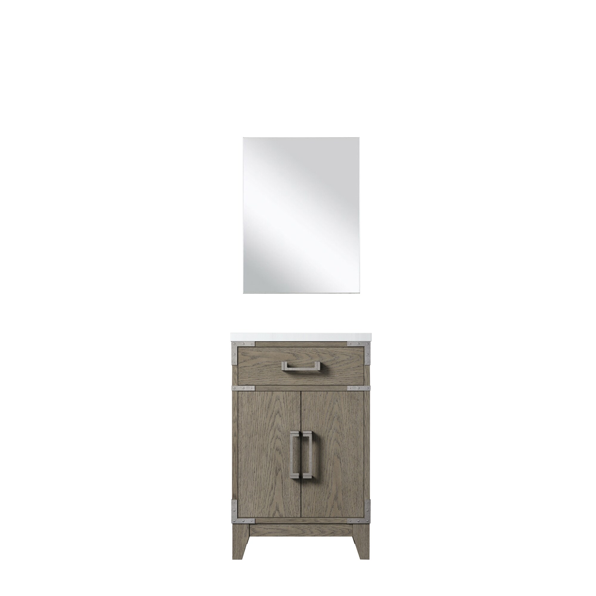 Lexora LVW20SR510 Wilton 20-in Grey Oak Single Sink Bathroom Vanity with White Acrylic Top (Mirror Included)