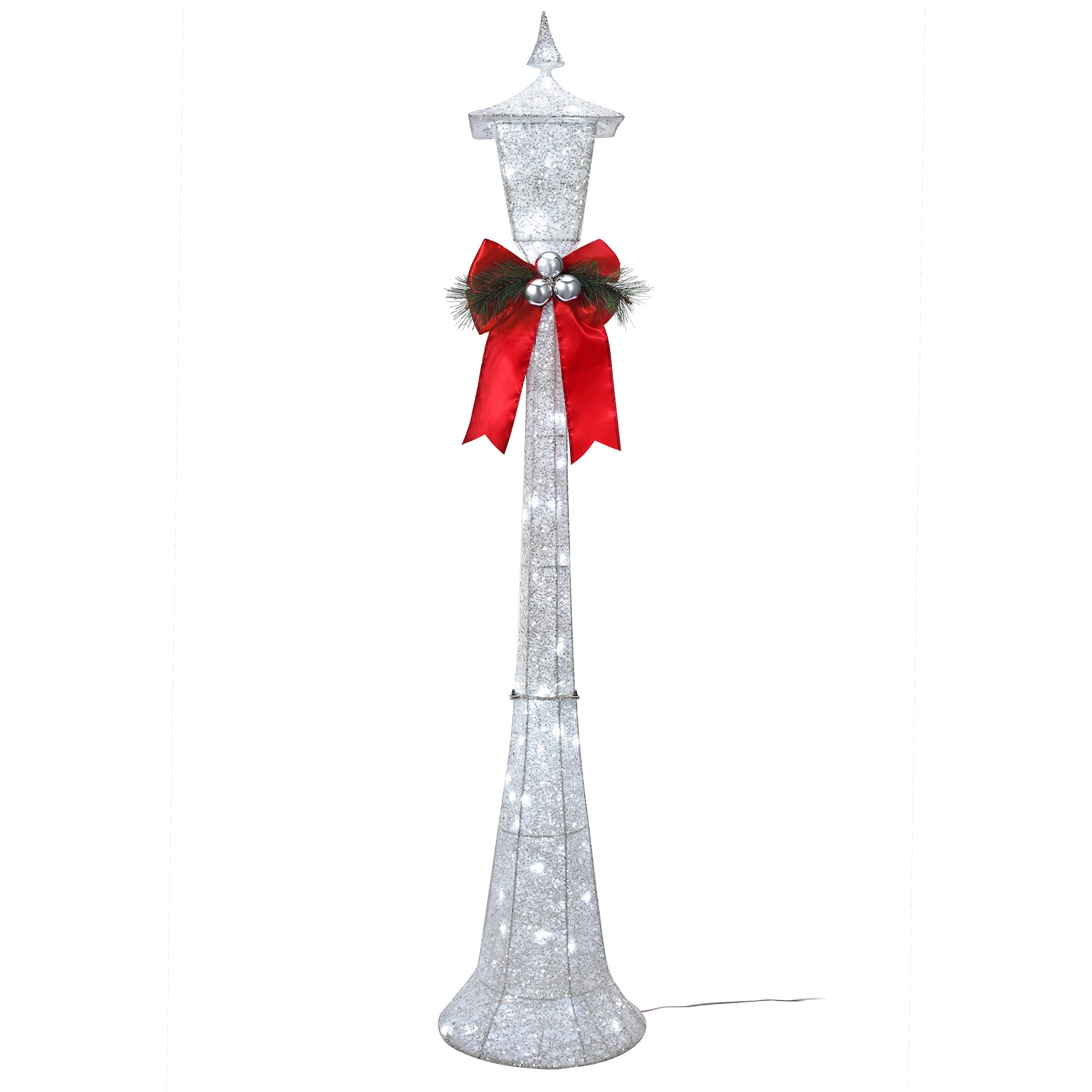 Haute Decor DCYD0012 60-Inches Freestanding Lamp post Yard decoration with White LED Lights