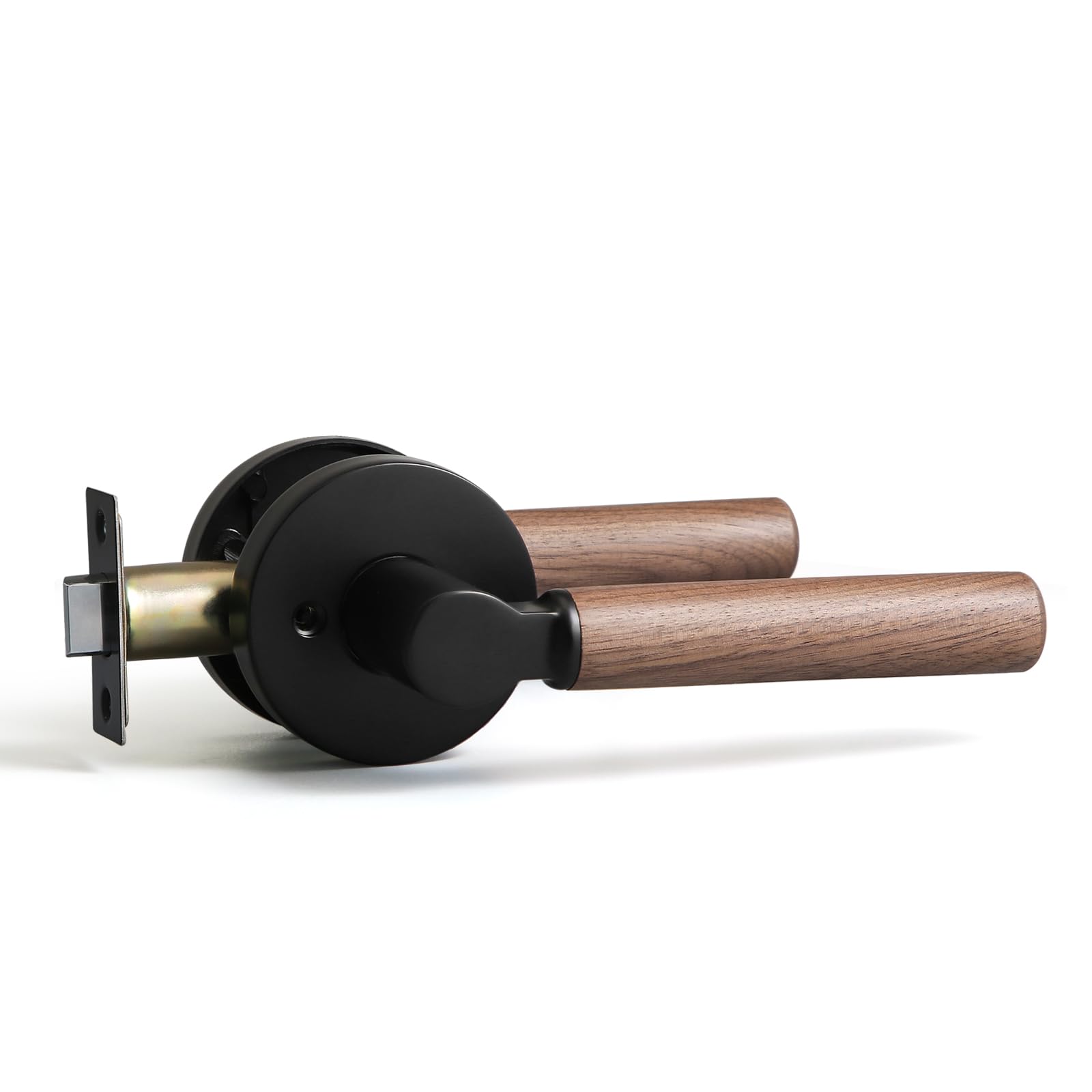Aoibox  Matte Black Round Passage Lever Door Handle for Hallway and Closet Doors Reversible Non Locking Set