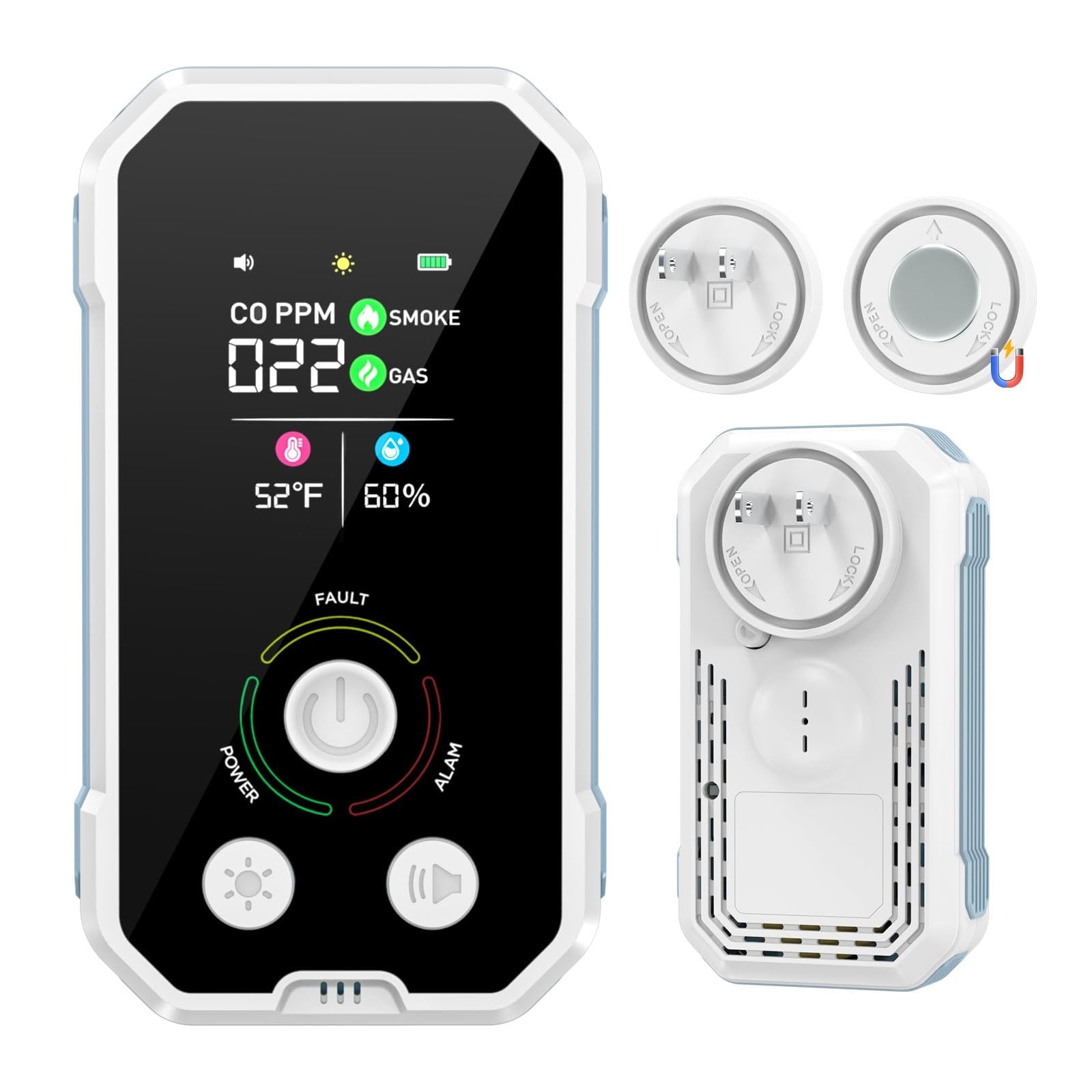 Misopily 5 in 1 Plug In Carbon Monoxide Natural Gas and Smoke Detector with LCD Display Monitors CO Gas Smoke Temperature Humidity 1 Piece #LMS0409C11