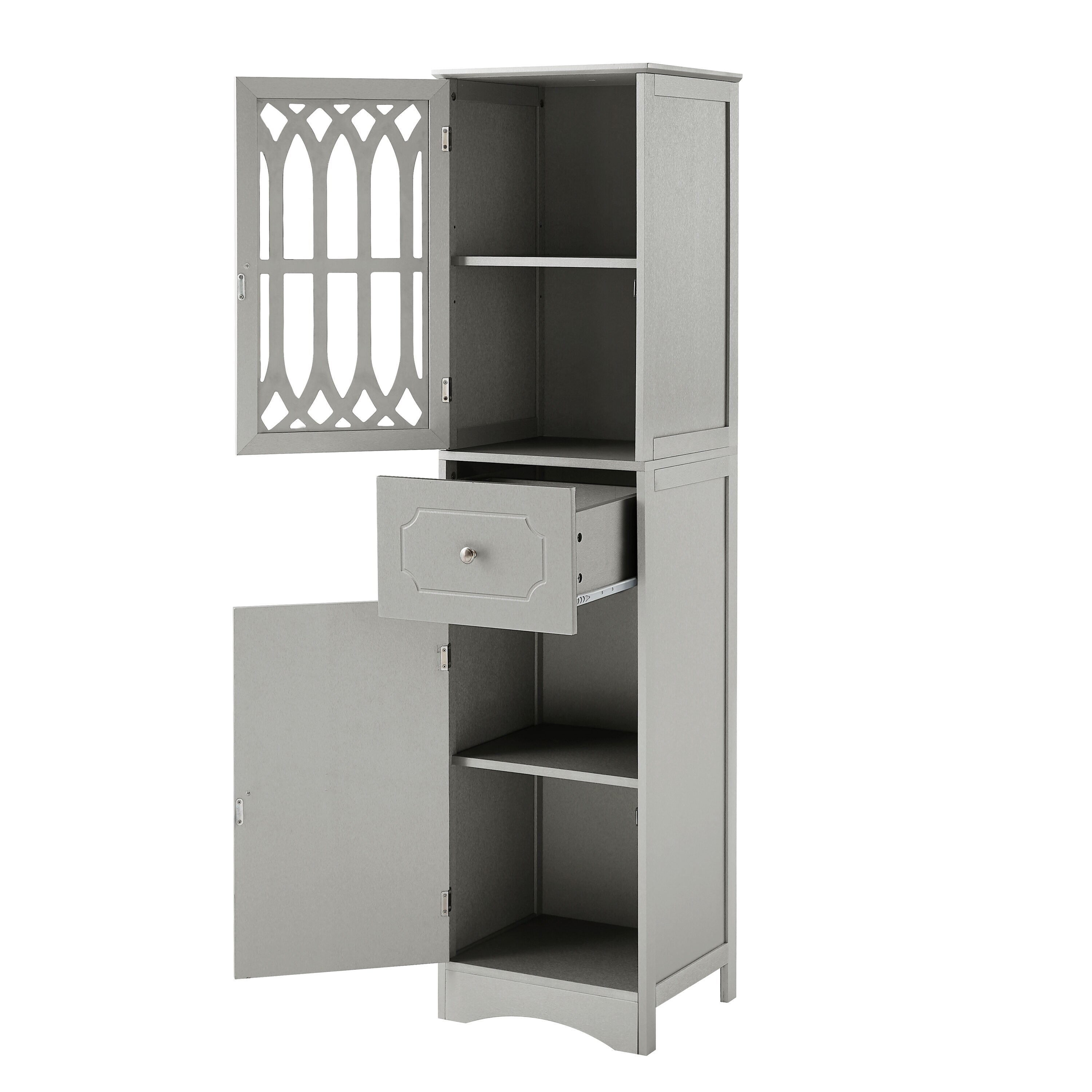 Siavonce 14-in W x 64-in H Mdf Grey Freestanding or Wall-mount Utility Storage Cabinet