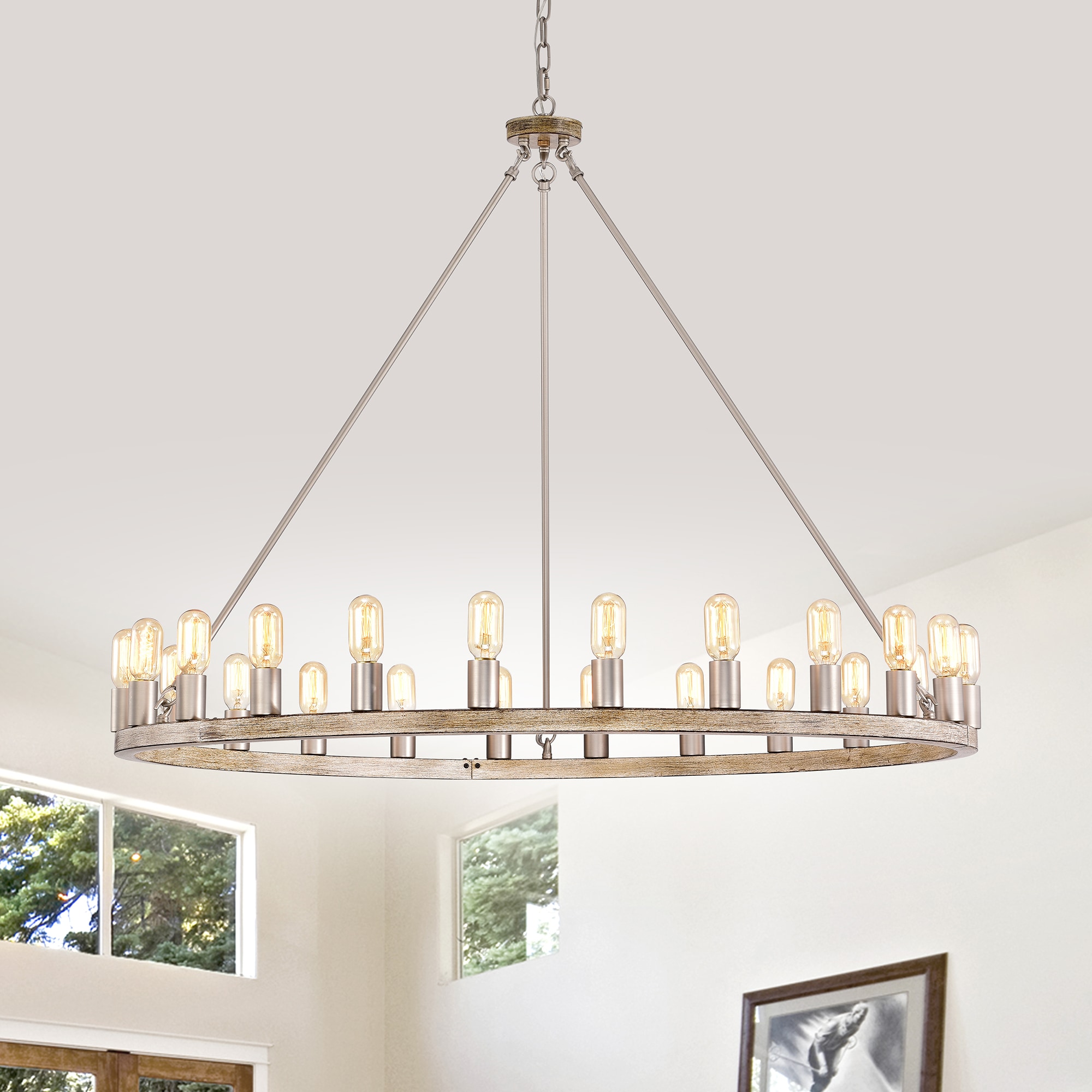 Warehouse of Tiffany PD001/24IN 24 -Light Polished Black Modern/contemporary For Use in Bedrooms, Dining Rooms, Foyers, Kitchens, Living Rooms Chandelier