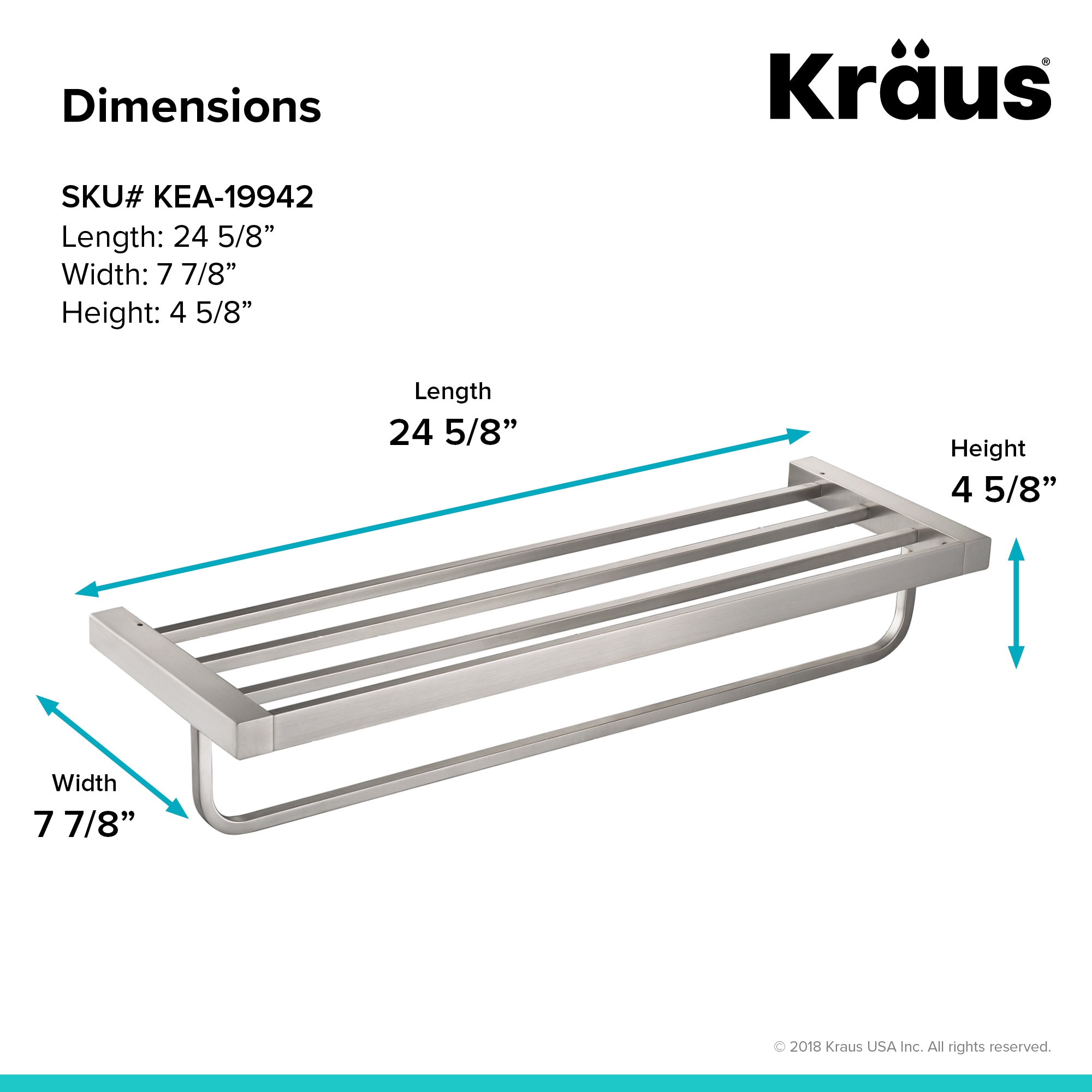 Kraus Stelios Brushed Nickel Wall Mount Towel Rack 4.8-in x 24.63-in x  7.88-in in the Towel Racks department at