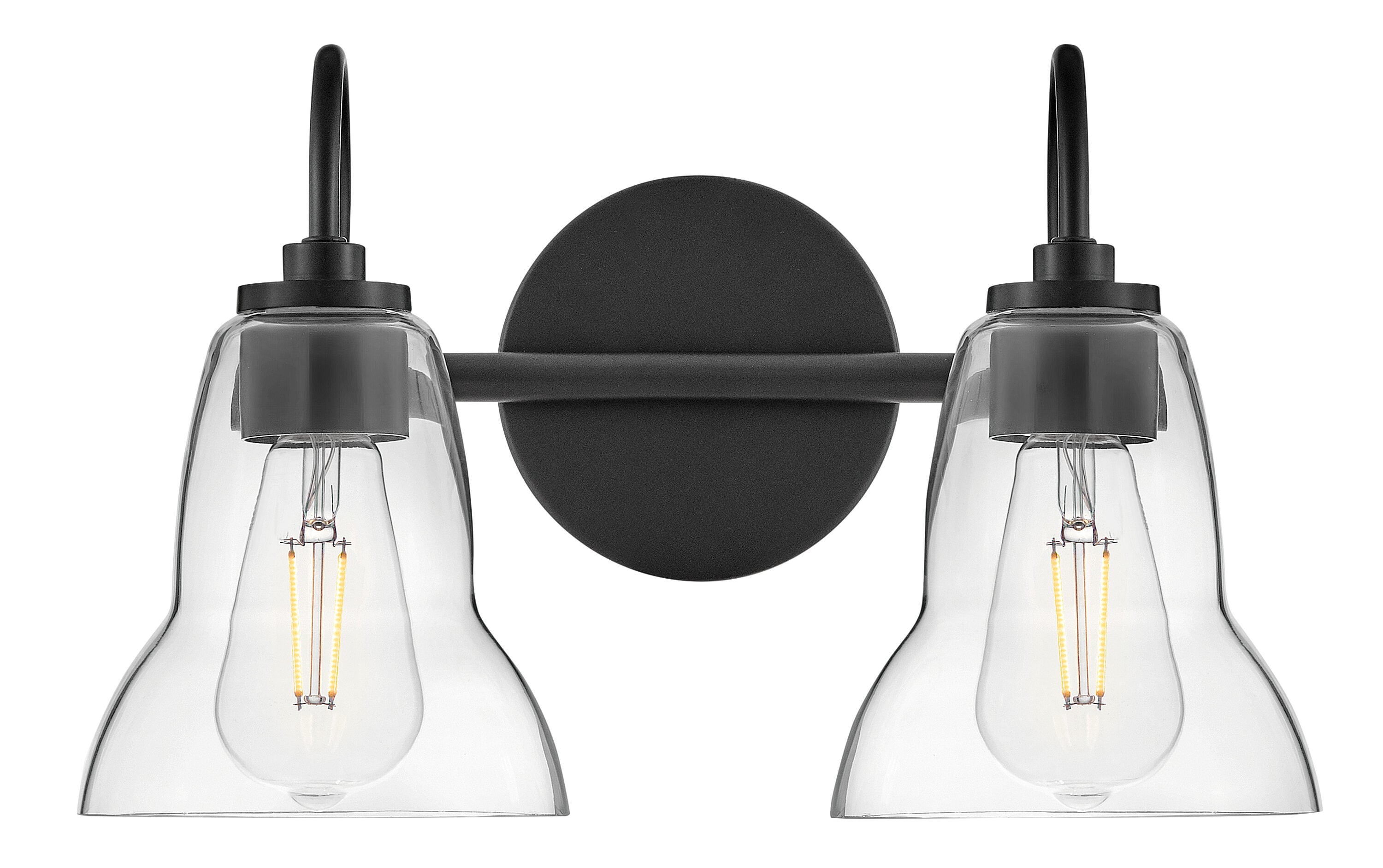 Lark 85562BK Vera 15-in 2 -Light Satin Black Traditional Vanity light