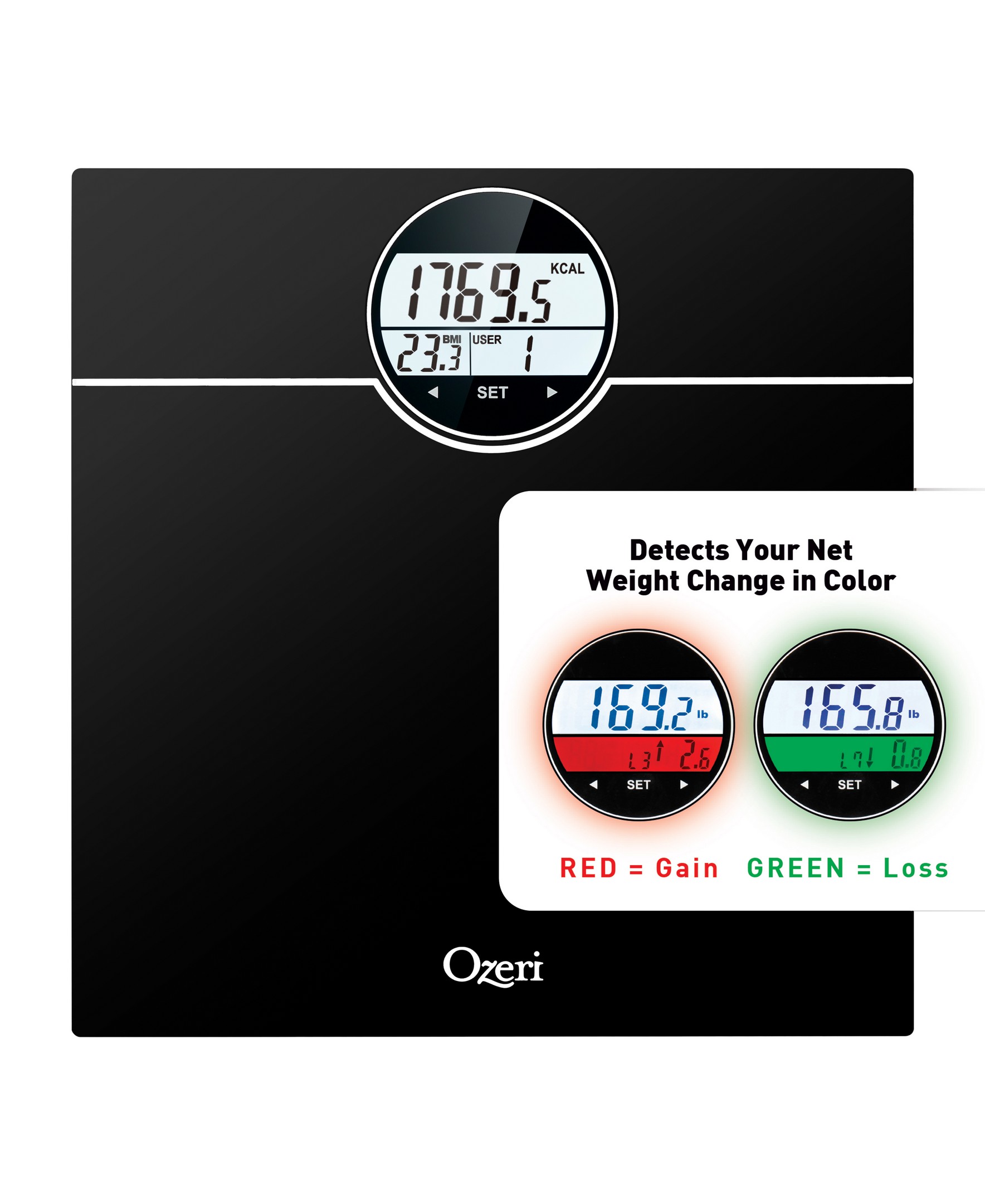 Ozeri Precision II Digital Bathroom Scale (440 lbs Capacity), with Weight Change