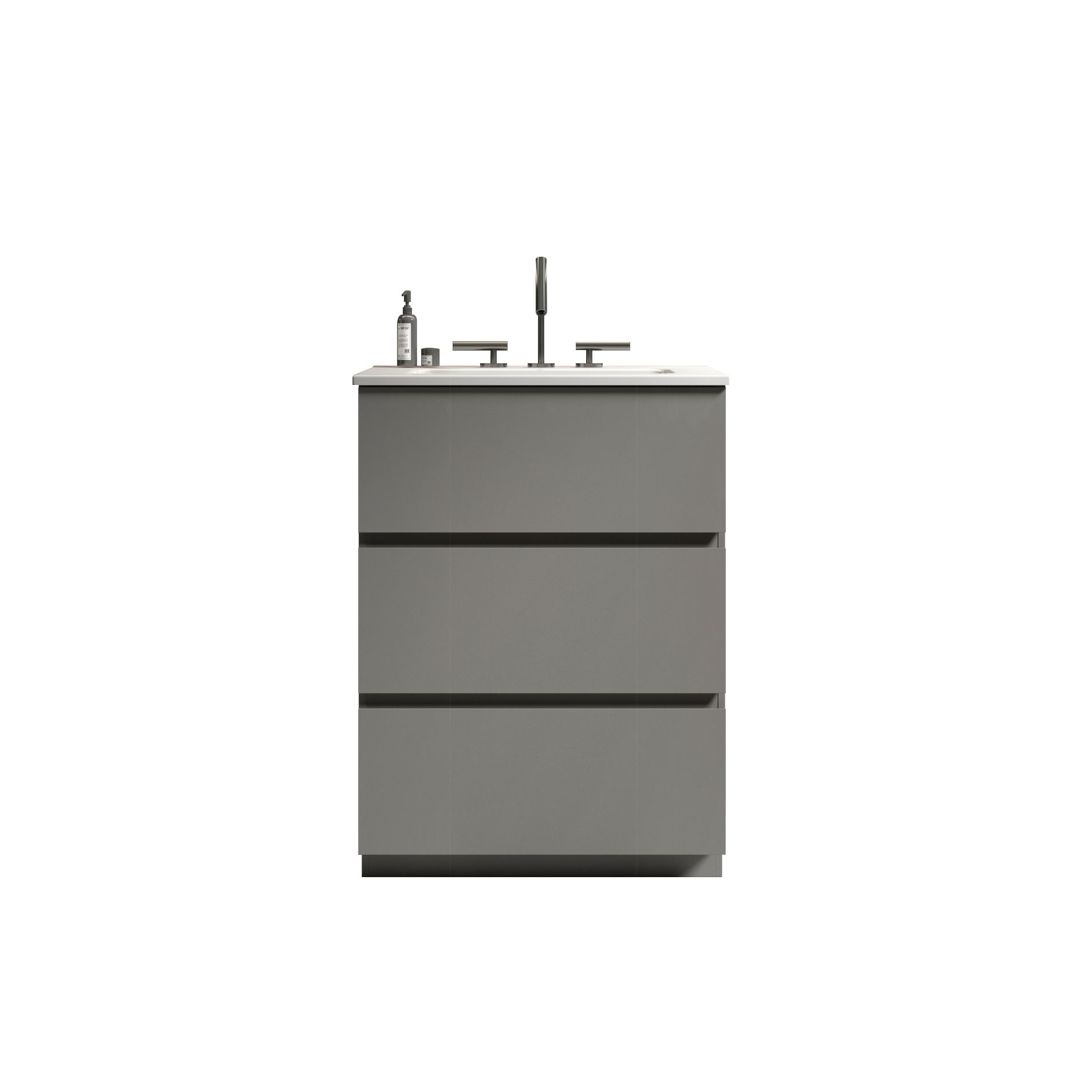GDFStudio 328496 TIA Modern Freestanding Bathroom Vanity 24 inch Gray with White Sink