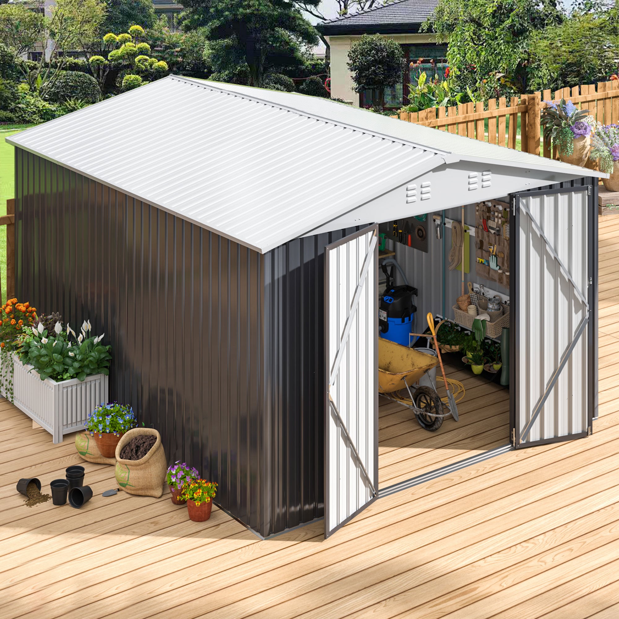 Polar Aurora 10-ft W x 12-ft L Outdoor Galvanized steel Metal Storage ...