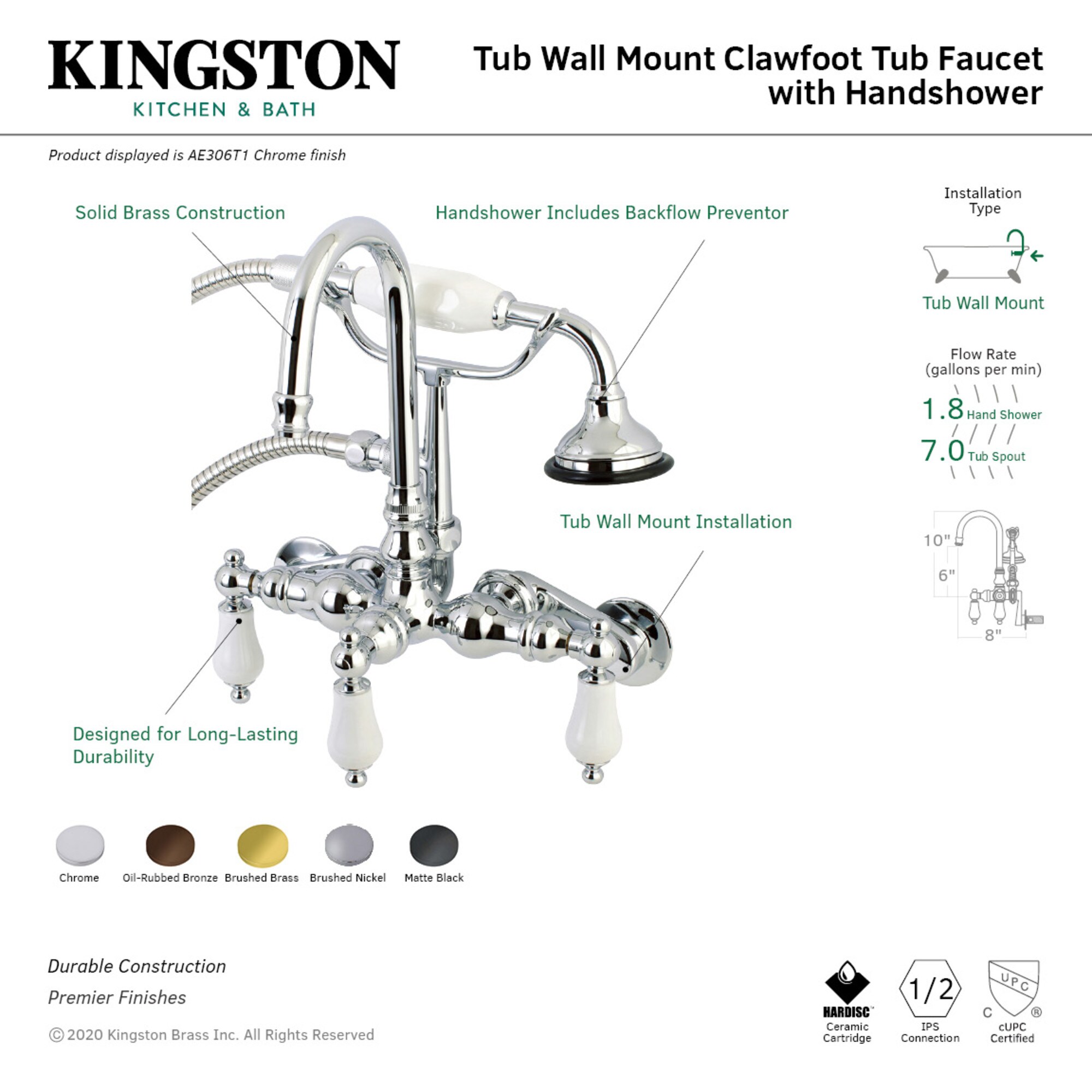 Kingston Brass WLAE305T8 Roman-Tub-Faucets - View #3