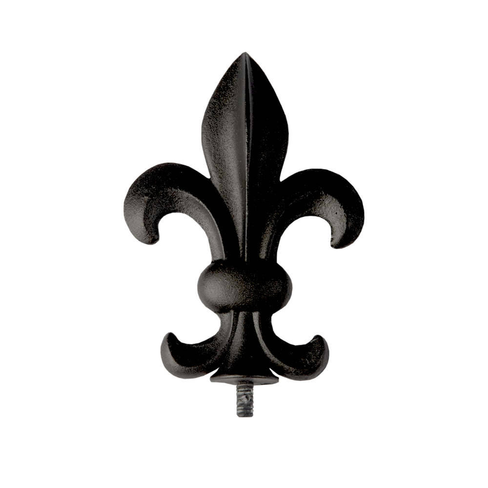 FIVE Total Fleur De Lis ALL outlets Metal Hose Guides with cast iron finial tops