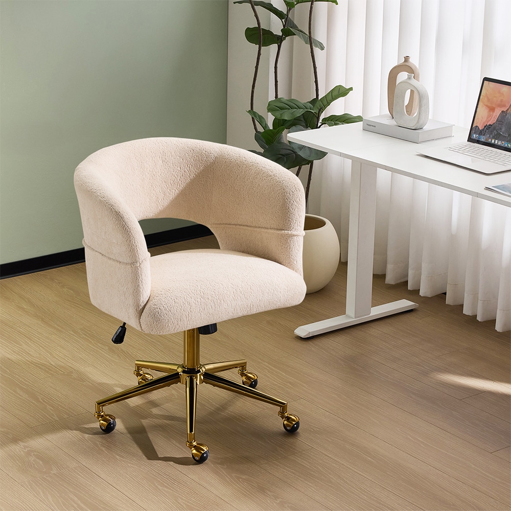 Outopee LO1G98000890 Set of Beige Contemporary Ergonomic Adjustable Height Swivel Foam Desk Chair