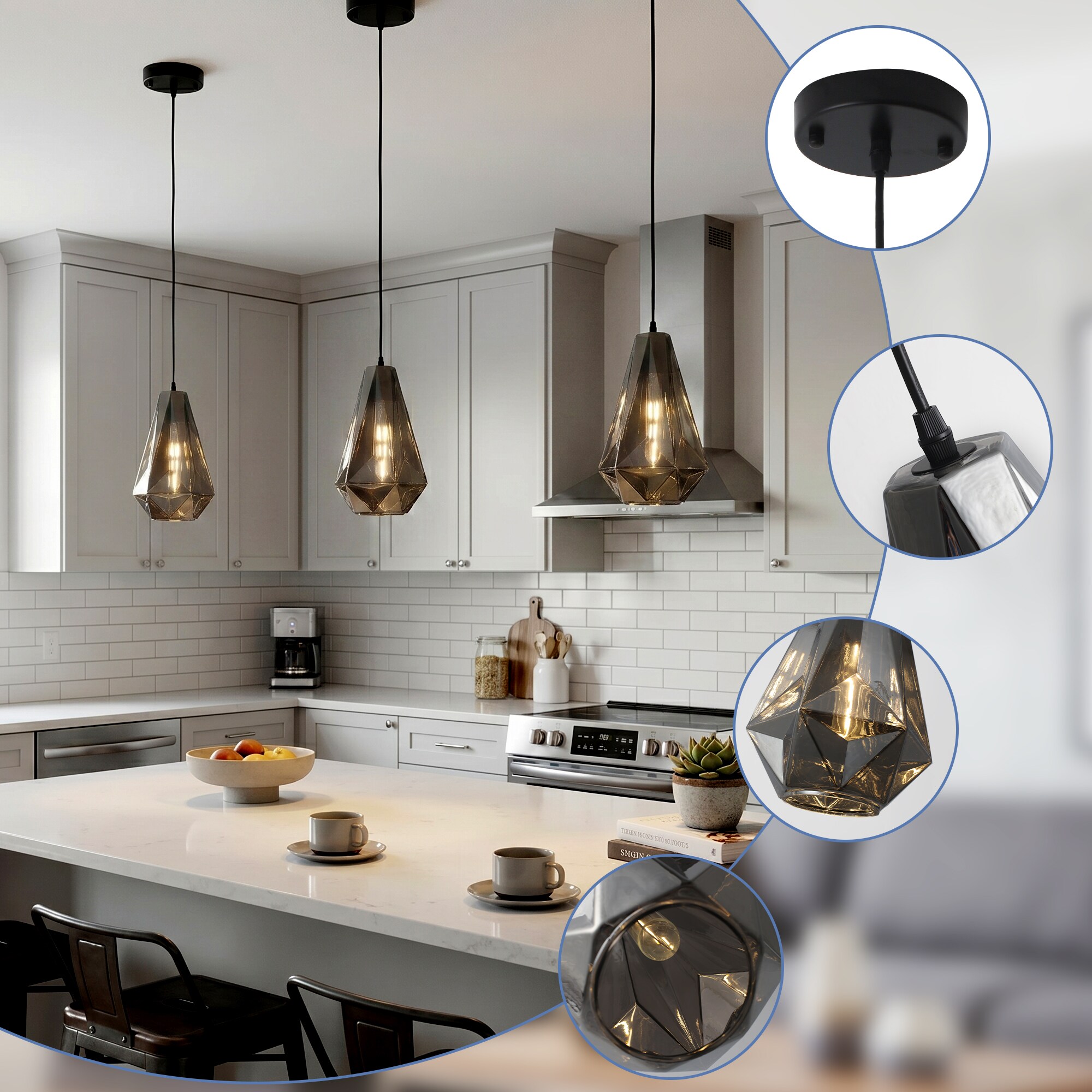 HLJYNJM D7004S-1-B+SG Pendant-Lights - View #6