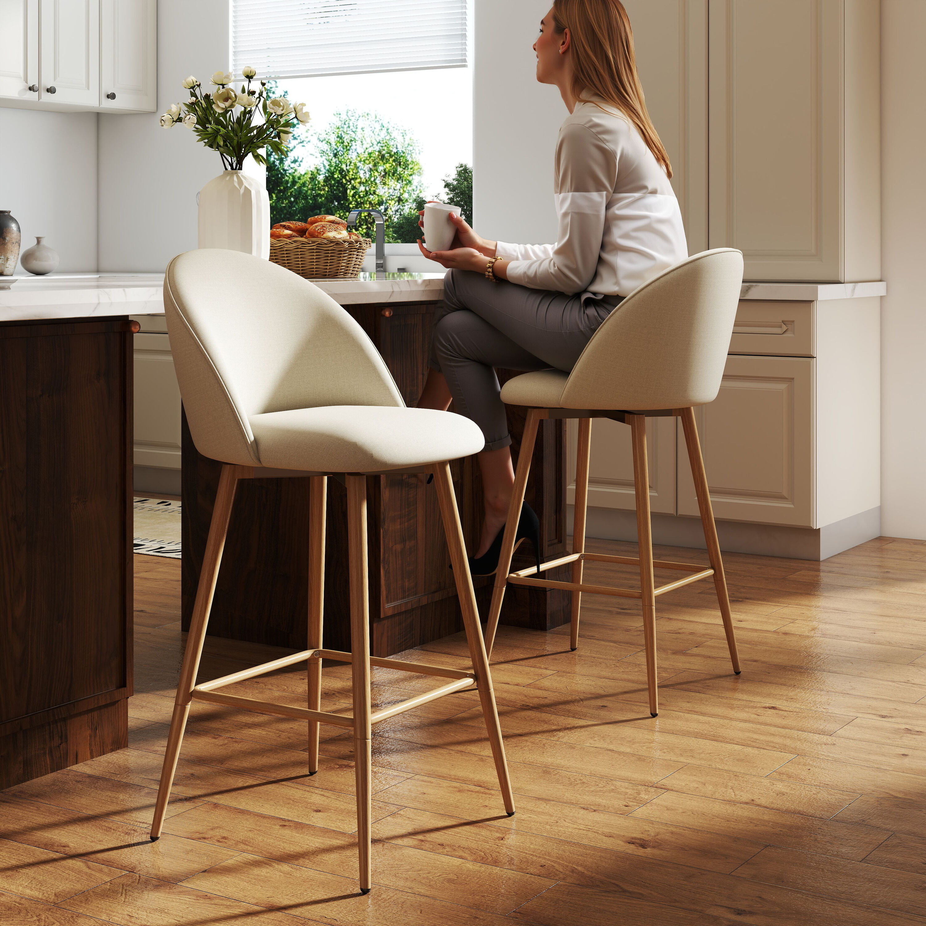 Homy Casa HASEEB BEIGE 4 stools - View #7