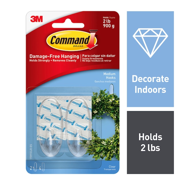 Command Outdoor Medium Clear Window Hooks with Clear Strips 17091CLR-AW