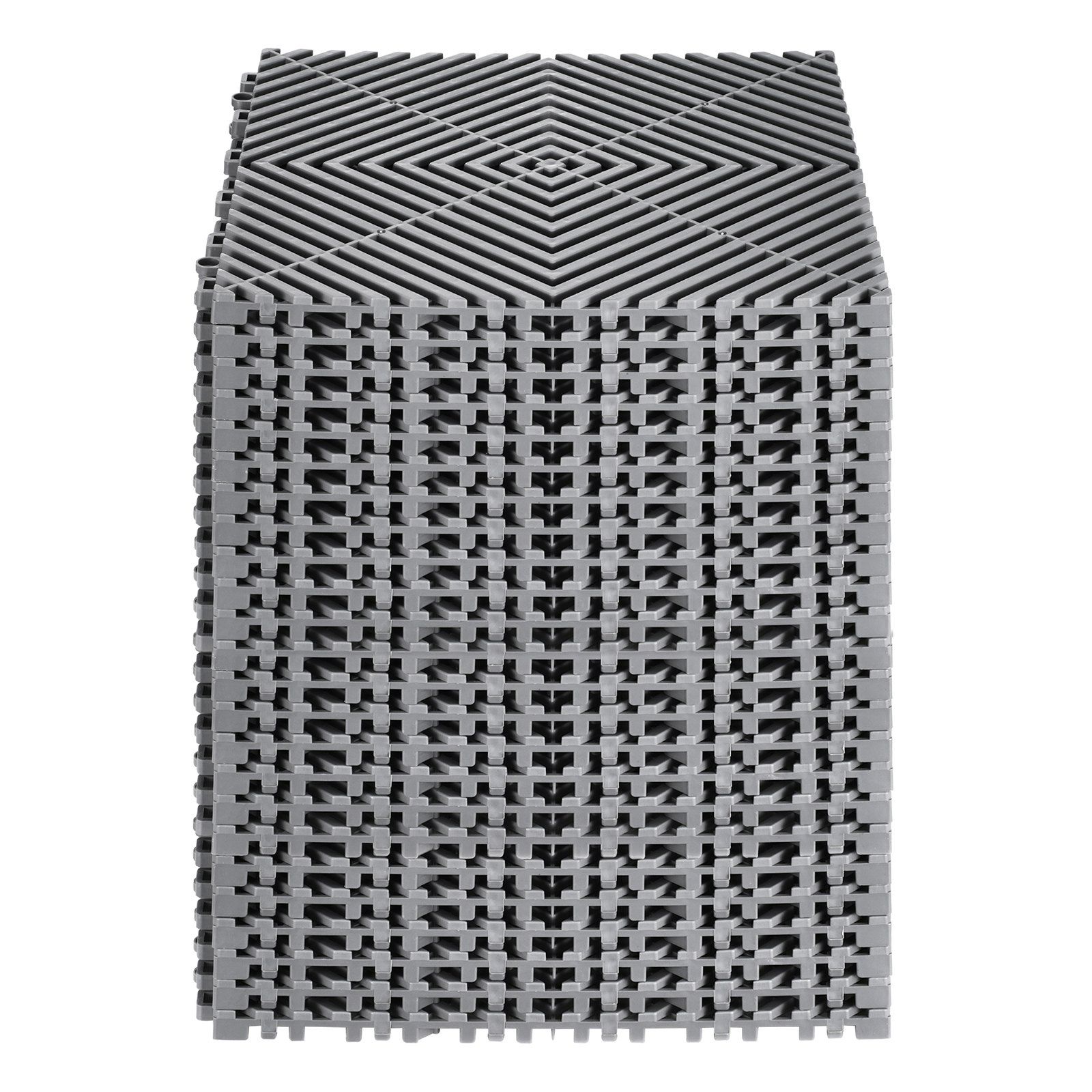 Slickblue 12-in x 12-in 24-Pack Black/Gray Smooth PP Interlocking Drainage Mats for Garage Patio and Wet Areas (24 sq. ft.)