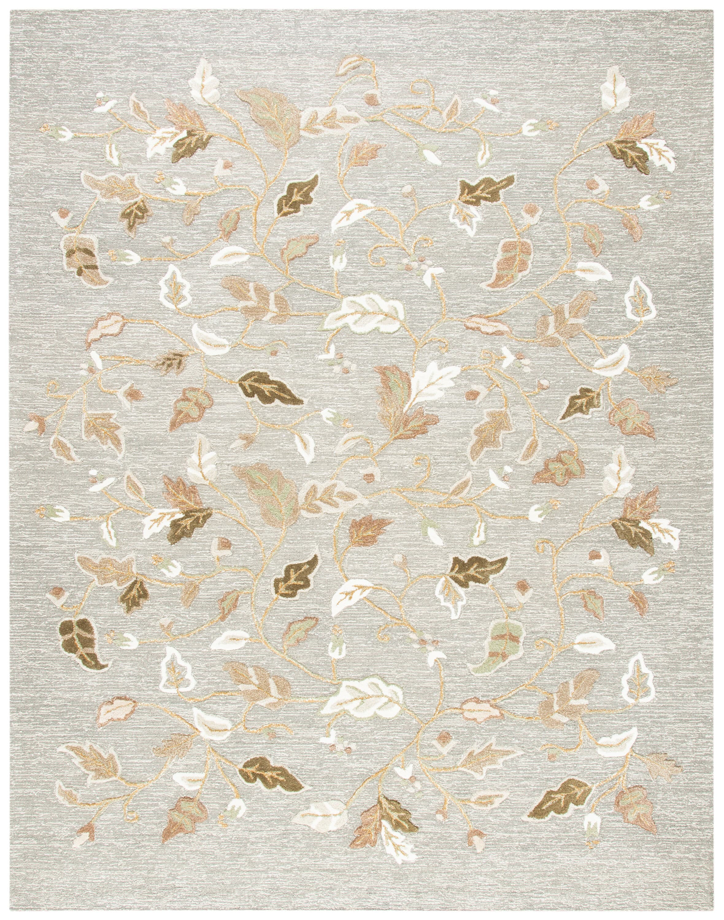 Martha Stewart MSR3611D-10 Autumn Woods 10 x 14 (ft) Tufted Synthetic Gray Squirrel Rectangular Indoor Floral/Botanical Area rug