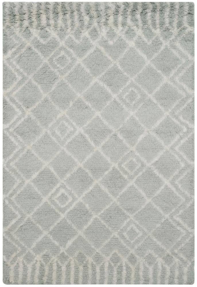 Safavieh CSB894B-4 Casablanca Taourit Shag 4 x 6 (ft) Tufted Wool Blue/Ivory Rectangular Indoor Abstract Moroccan Area rug