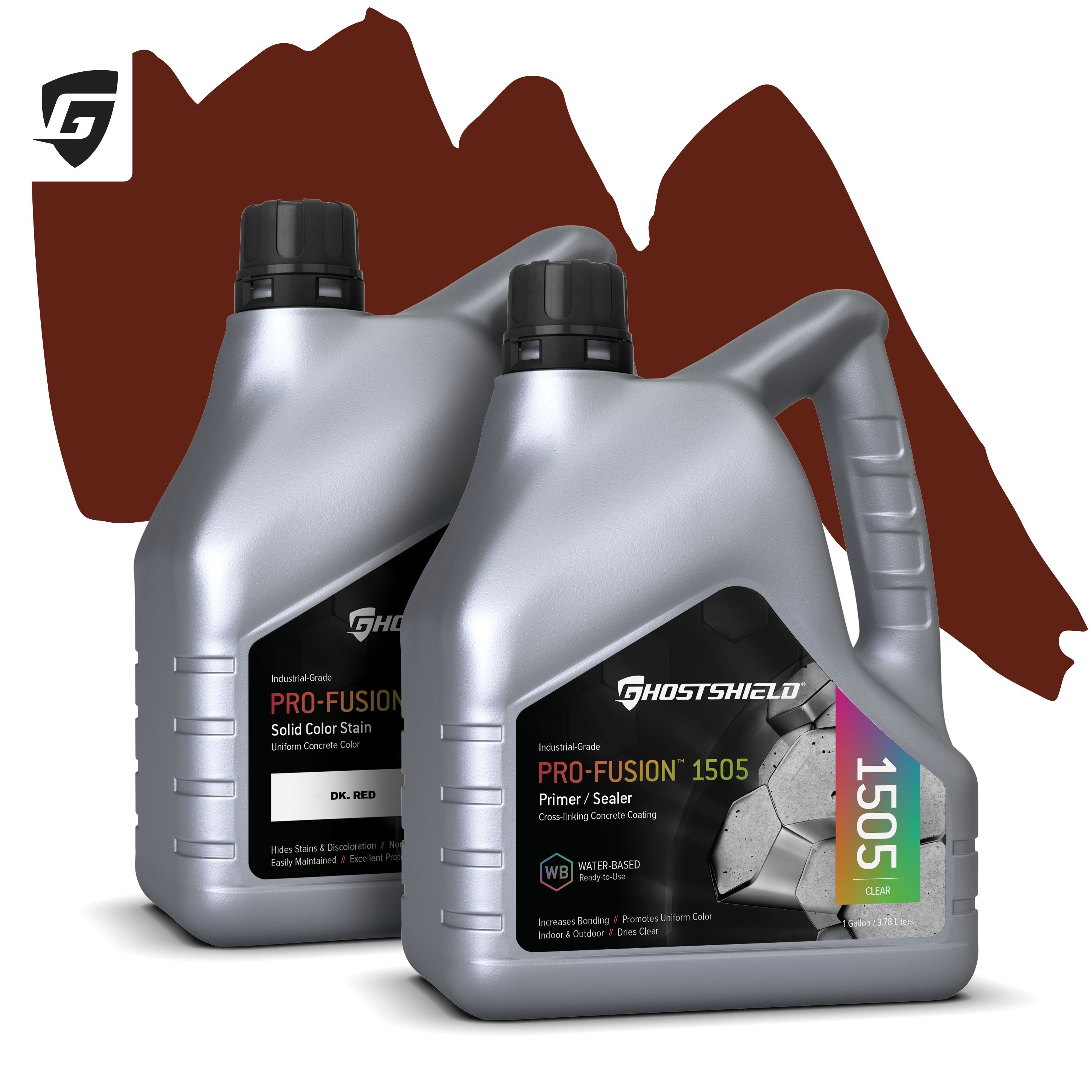 Ghostshield 1505-128OZ-DRP Pro-Fusion 1505 Dk. Red Water-based Gloss Ready-to-use Concrete stain and sealer ( 1-gallon )