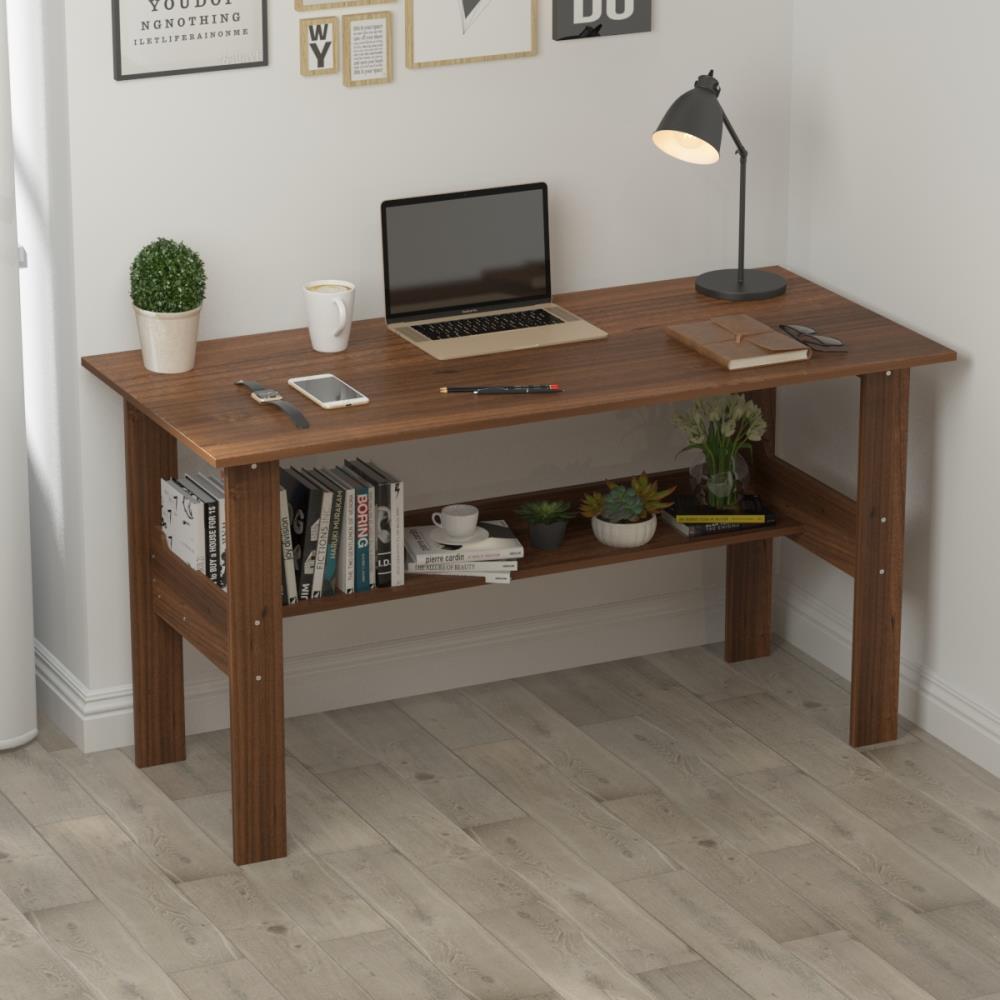 FUFU&GAGA Modern/Contemporary Writing Desk with 2 Drawers, Dark