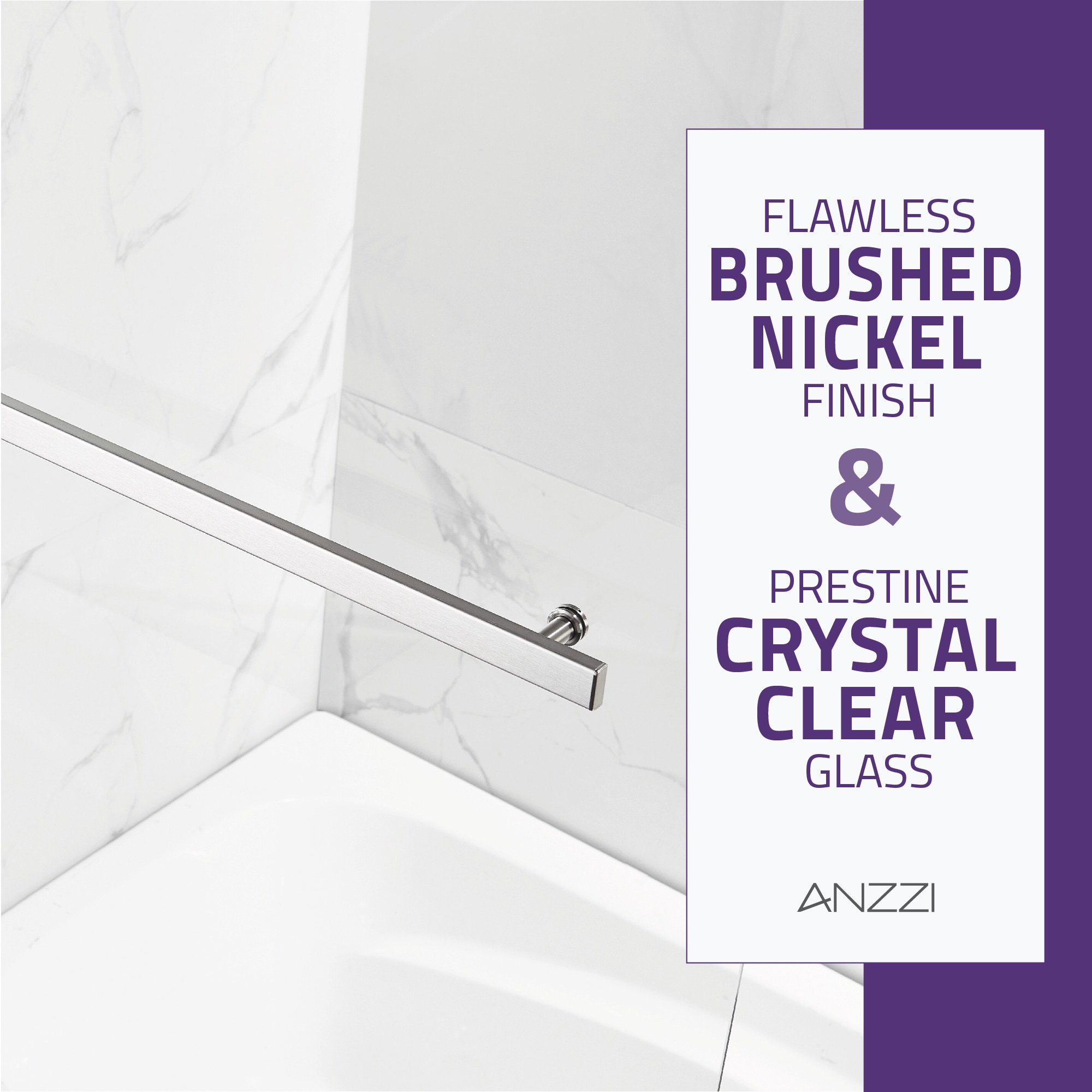 Myth 28" x 56" Frameless Brushed Nickel Tub Door