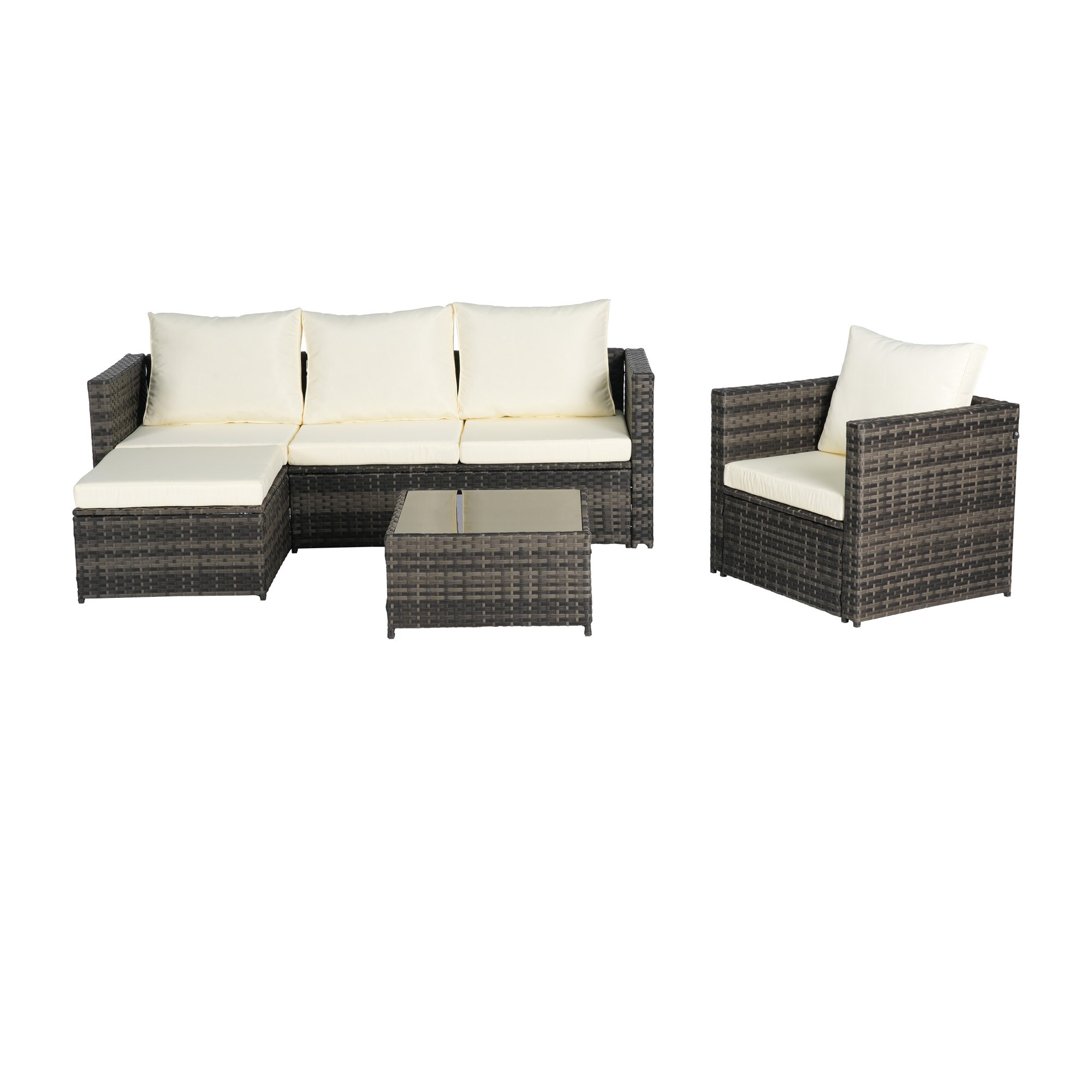 Gaierptone CRXM36E2YL4 3 -Piece Wicker Patio Sofa Conversation Set with Beige Cushions