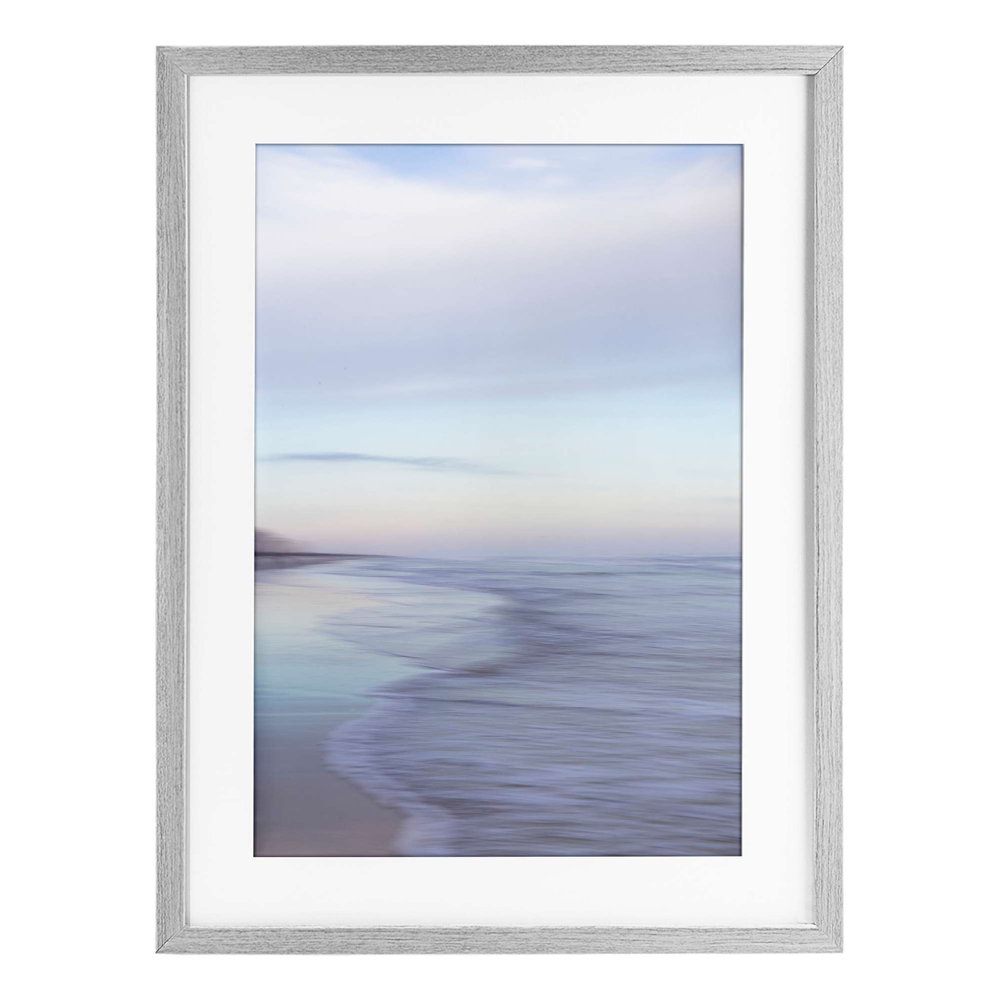 Stupell Industries BW-956-MFG-14X20 Tidal Fragments Beach View Gray Framed Print Under Glass 14 x 20