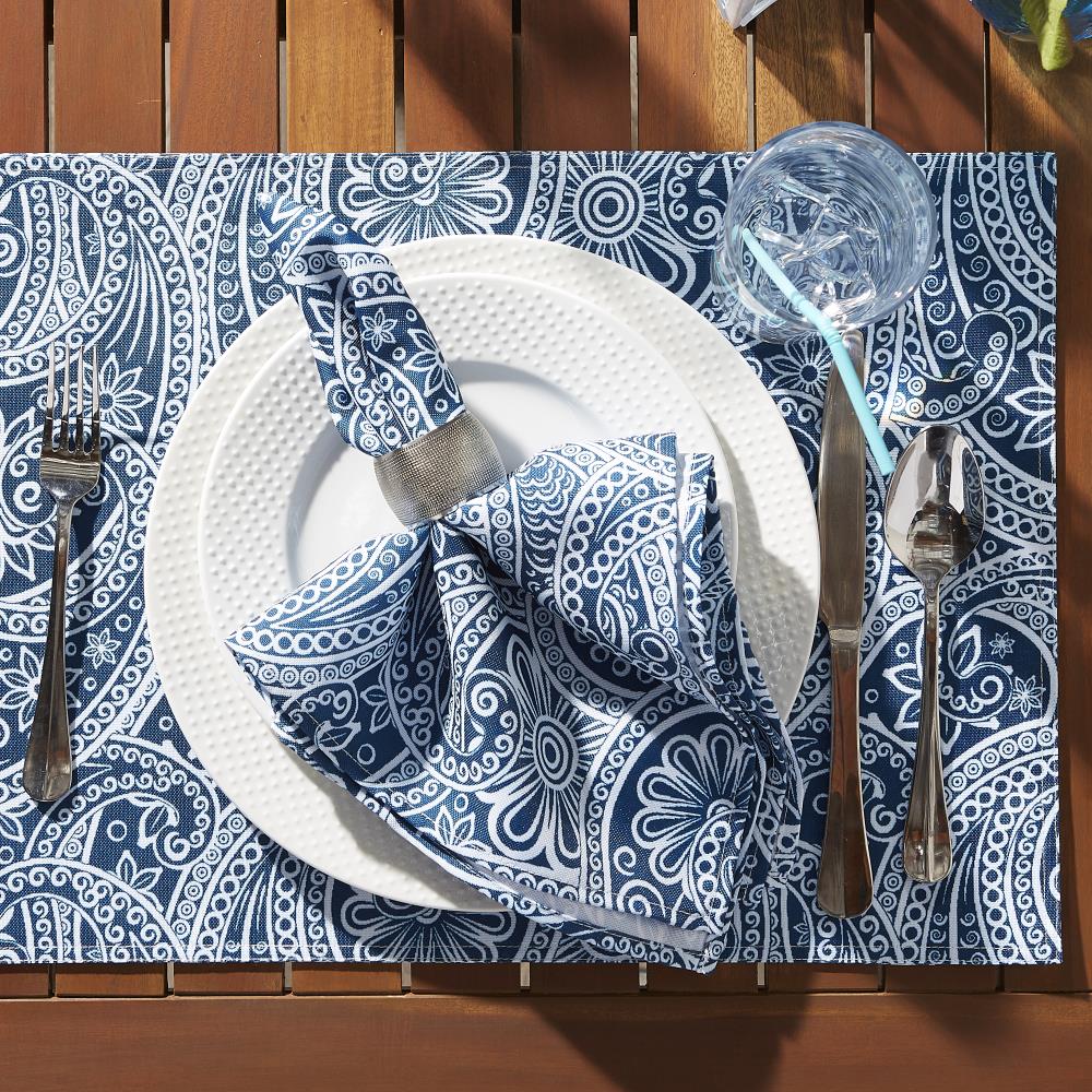 DII Blue Paisley Print Outdoor Napkin Set/6