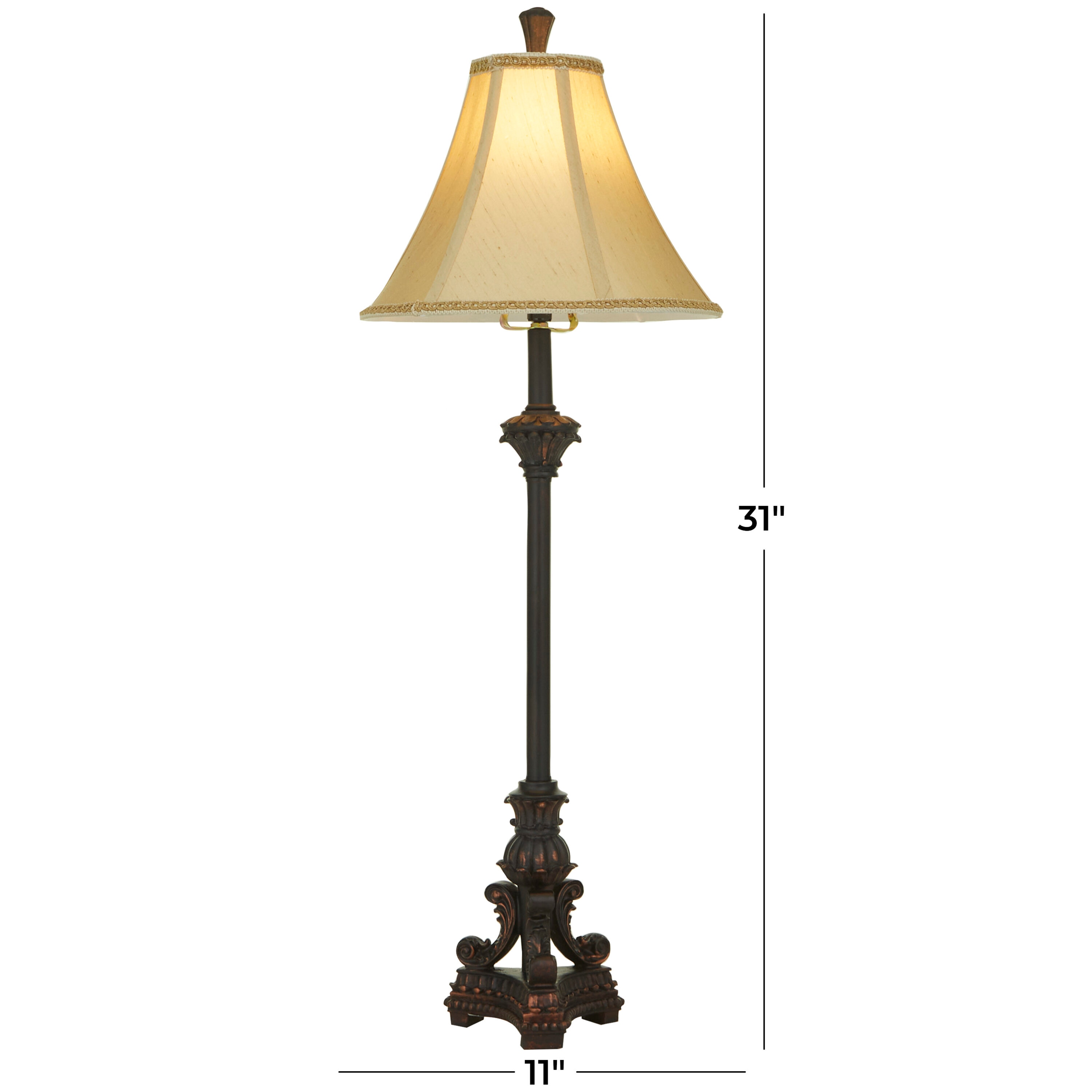 31" Bronze Antique Style Buffet Lamp with Beige Shade