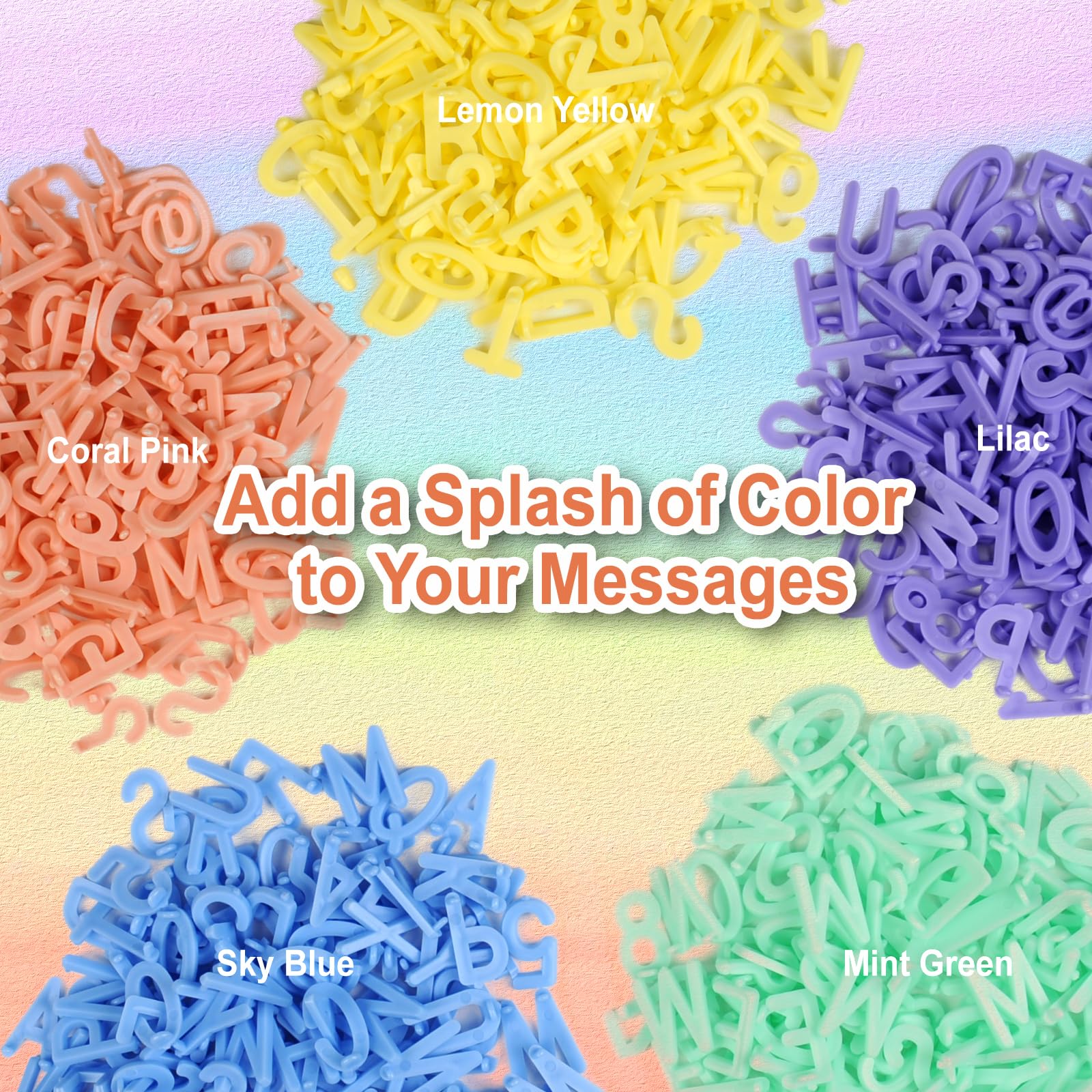 Phewnyzo 760-Piece Multicolor 3/4 Inch Plastic Letter Board Letters ...