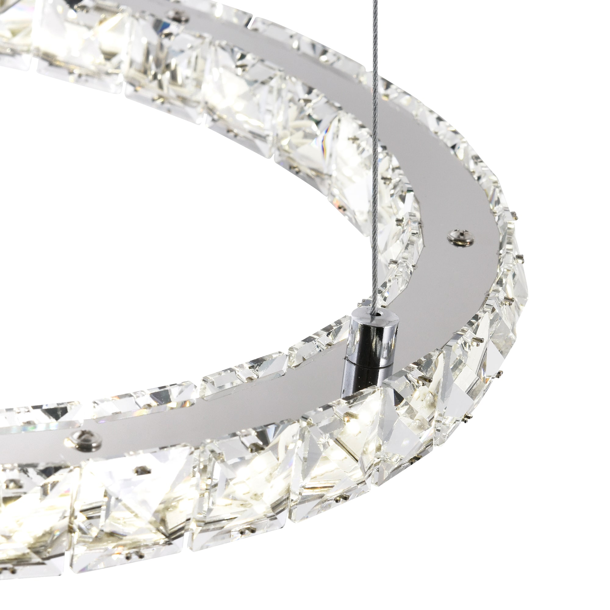 Elysian 24" Chrome and Crystal LED Halo Chandelier