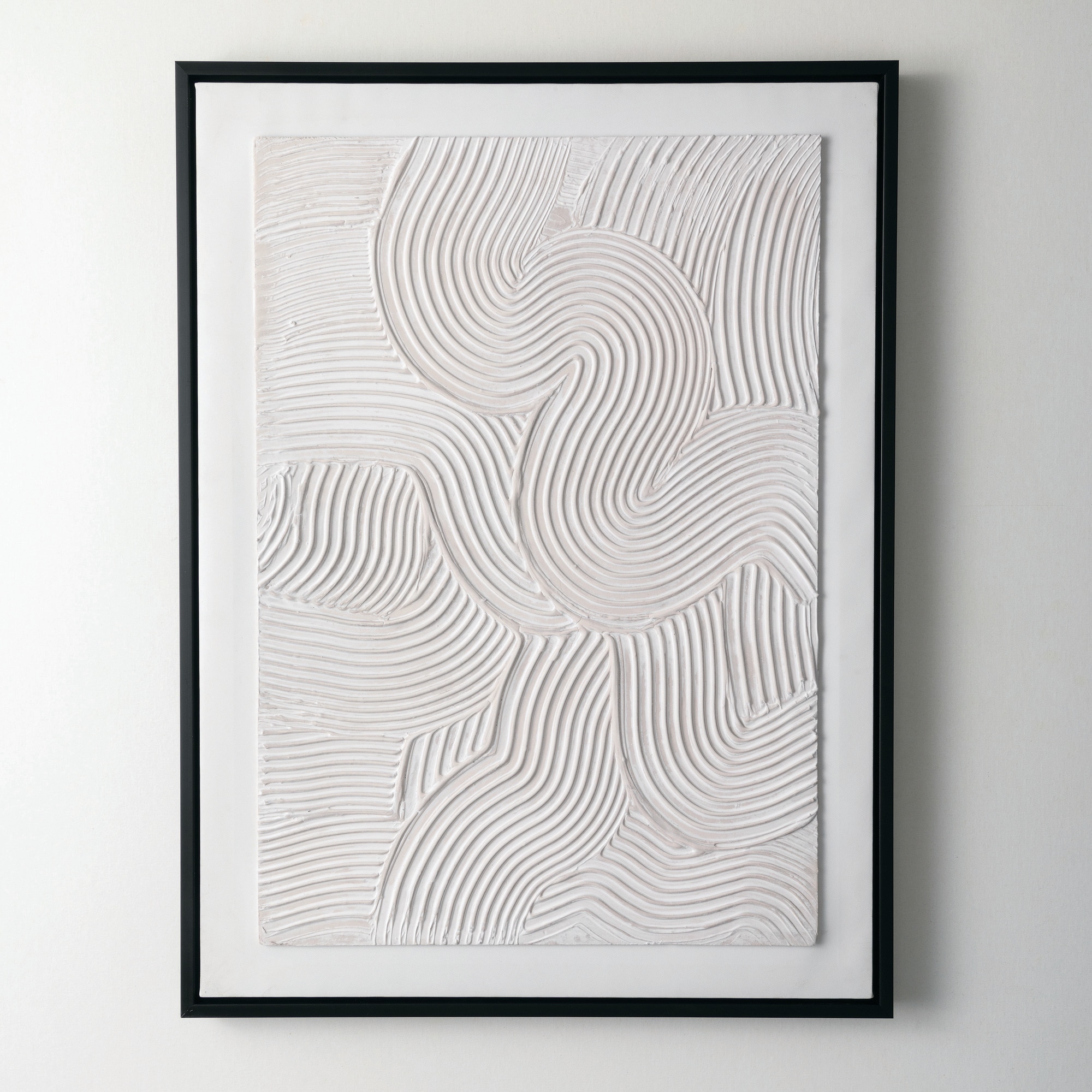 Sullivans N3178  Raised Torrent Wall Decor 31.5" White Black Metal Framed 31.5-Inches H x 23.5-Inches W Abstract Canvas Wall panel