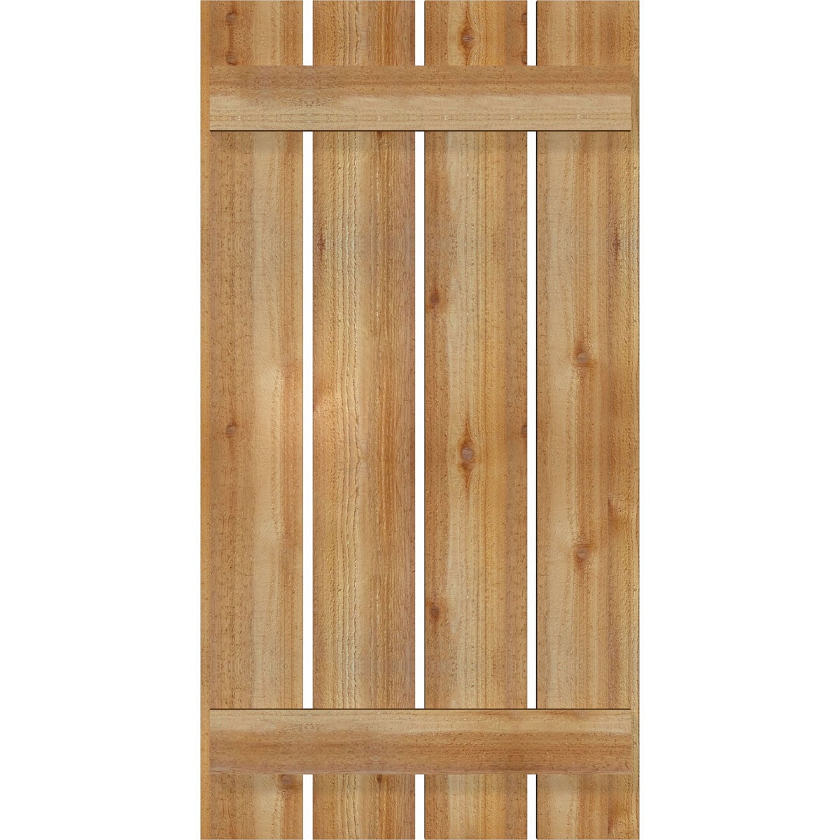 Ekena Millwork RBS06S23X044RWR 23-in W x 44-in H Unfinished Paintable/Stainable Board and batten Spaced Wood Exterior Shutters ( 2 -Pack )