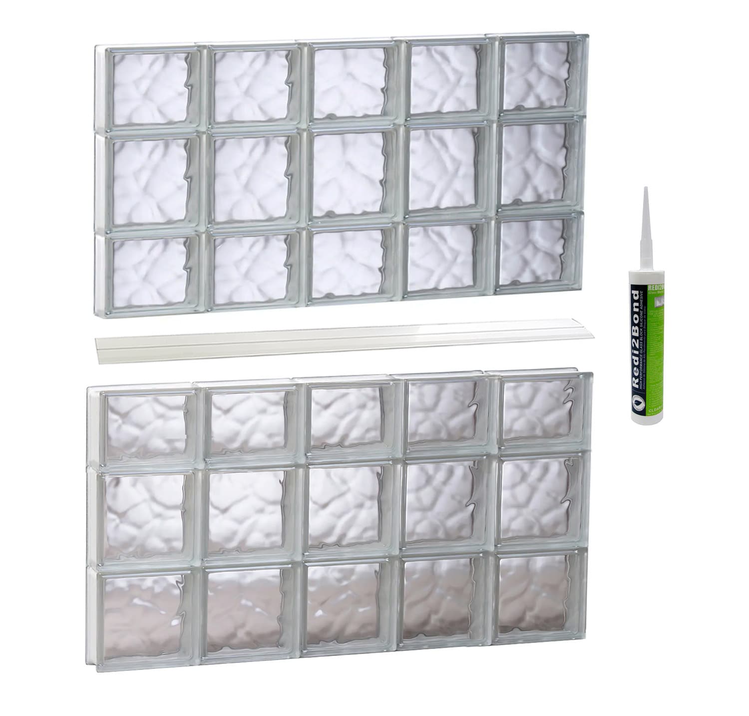 REDI2SET S4042DC Wavy Glass 38-3/4-in x 40-1/2-in Frameless Replacement Glass Block Window