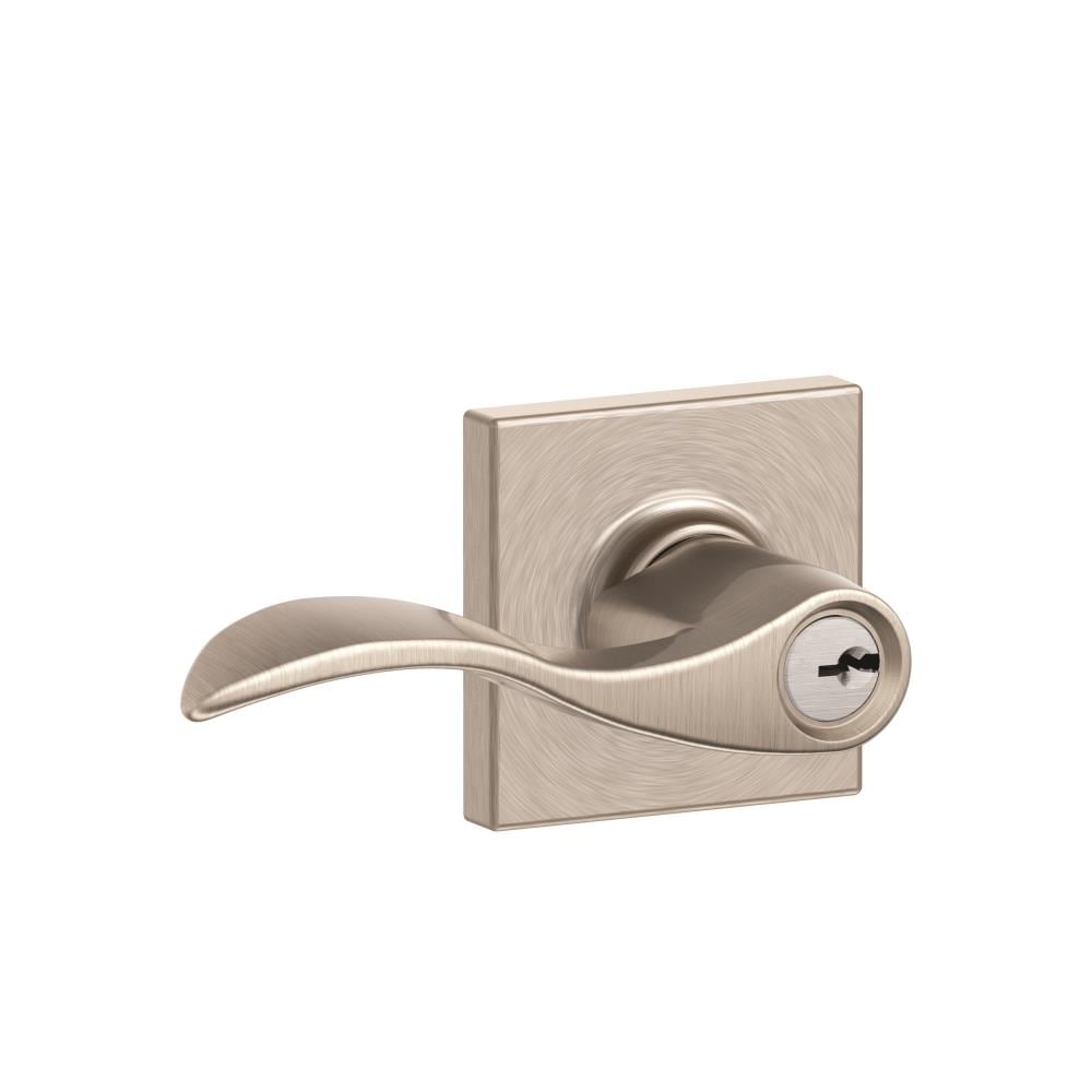 Schlage F51AACC619COL F Series Satin Nickel Interior/Exterior Keyed entry Door Handle