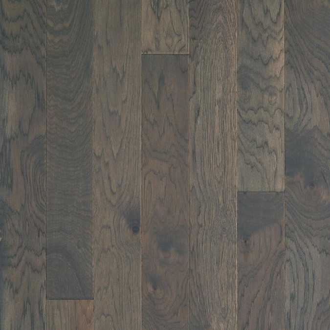 Shaw Farmhouse Charcoal Hickory 5-in Wide x 3/8-in Thick Wirebrushed Engineered  Hardwood Flooring (23.66-sq ft) in the Hardwood Flooring department at  Lowes.com