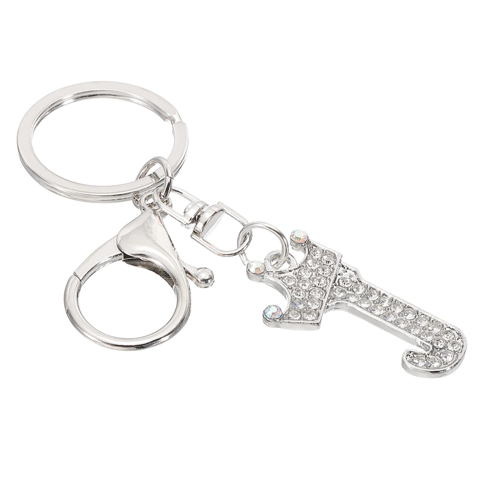 PATIKIL Initial Letter Keychain Letter J Crown Design Charm with Crystal Diamonds Decorative Alphabet Pendants for Bag Backpack DIY Craft Silver Tone