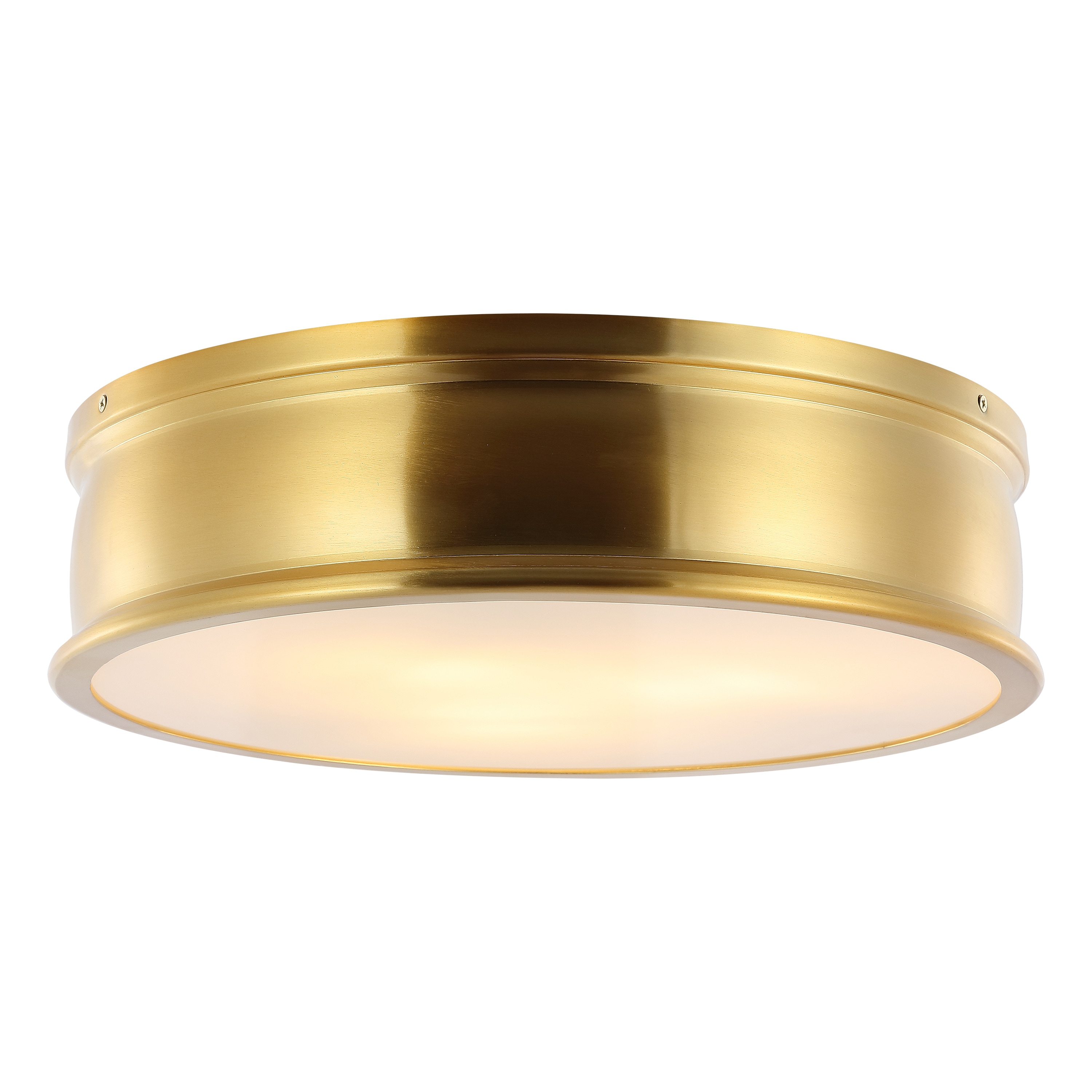 Adria 16" Brass Gold Iron Flush Mount Light with Glass Shade