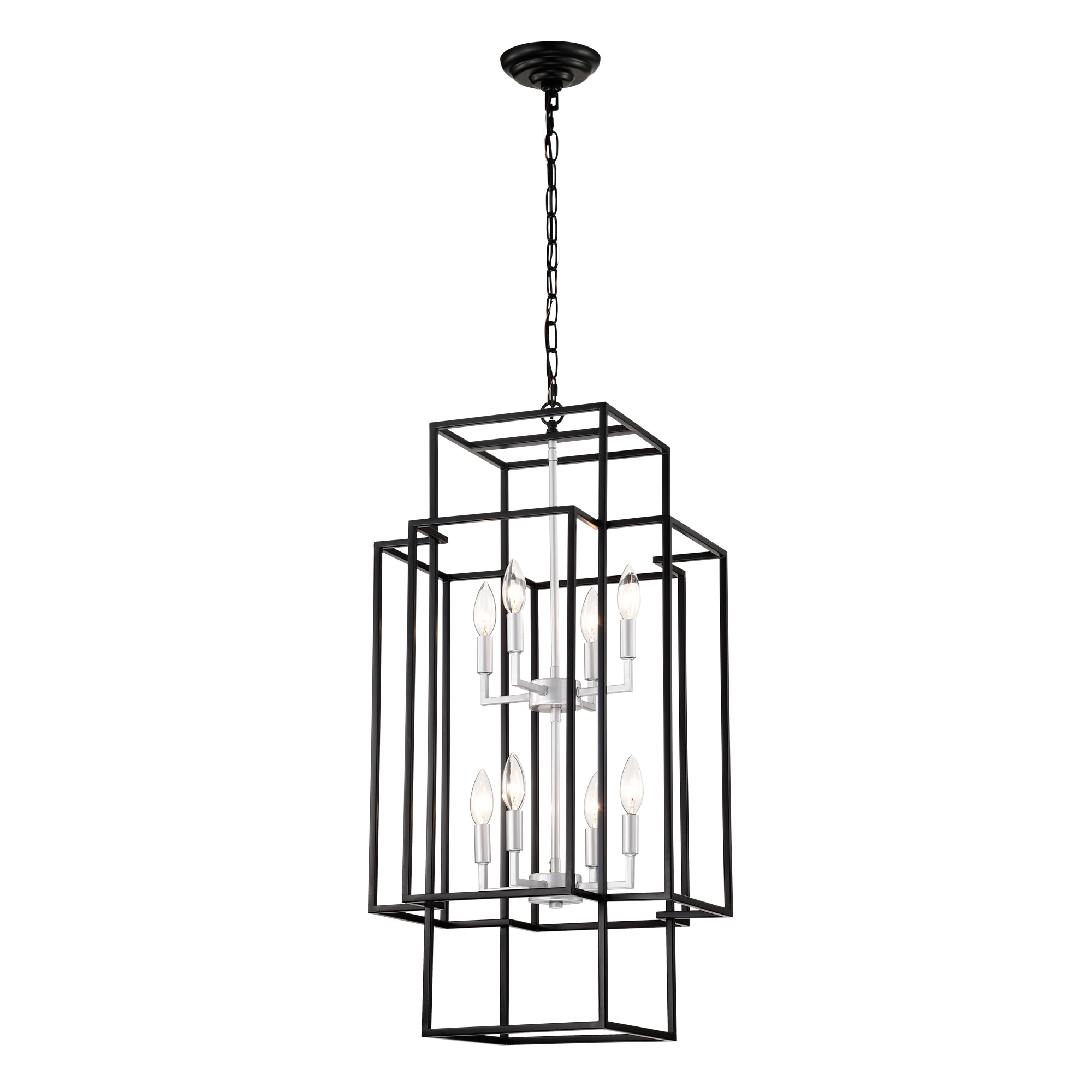 SINOFURN SYA270014SL 8 -Light Matte Black Modern/contemporary Beaded For Use in Bedrooms, Dining Rooms, Foyers, Kitchens, Living Rooms Chandelier