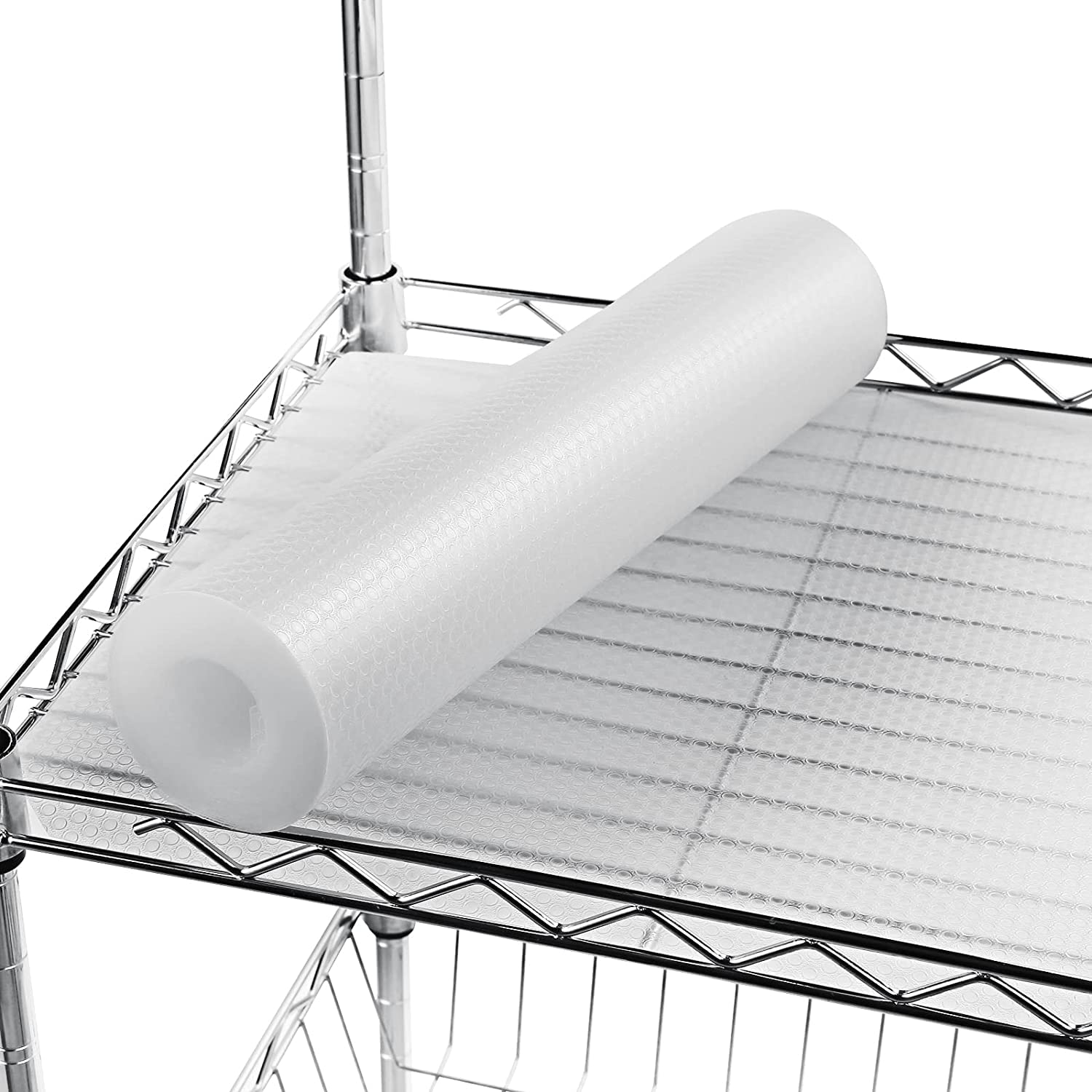 UUDULY  Shelf Liner for Wire Shelving 18 x 197 Inch Roll Non Slip Waterproof Non Adhesive Clear EVA Liner Easy to Cut for Kitchen Cabinet Drawer