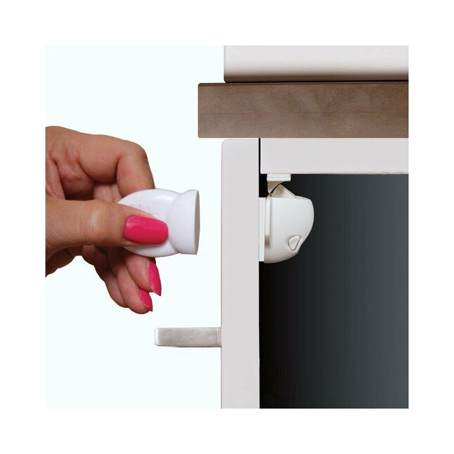 Dreambaby White Plastic Adhesive Magnetic Cabinet Locks 2 pk Dreambaby White Plastic Adhesive Magnetic Cabinet Locks 2 pk