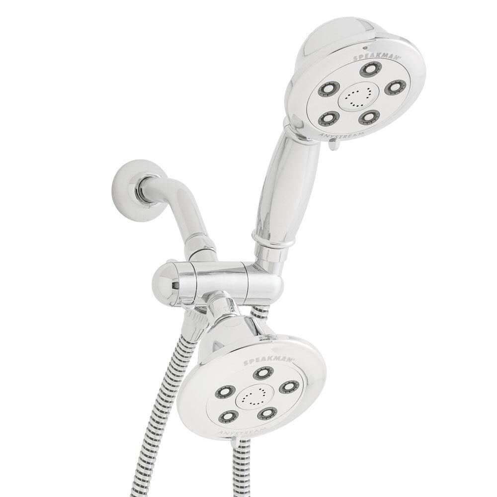 Polished Chrome Dual Head Wall Mounted Shower System