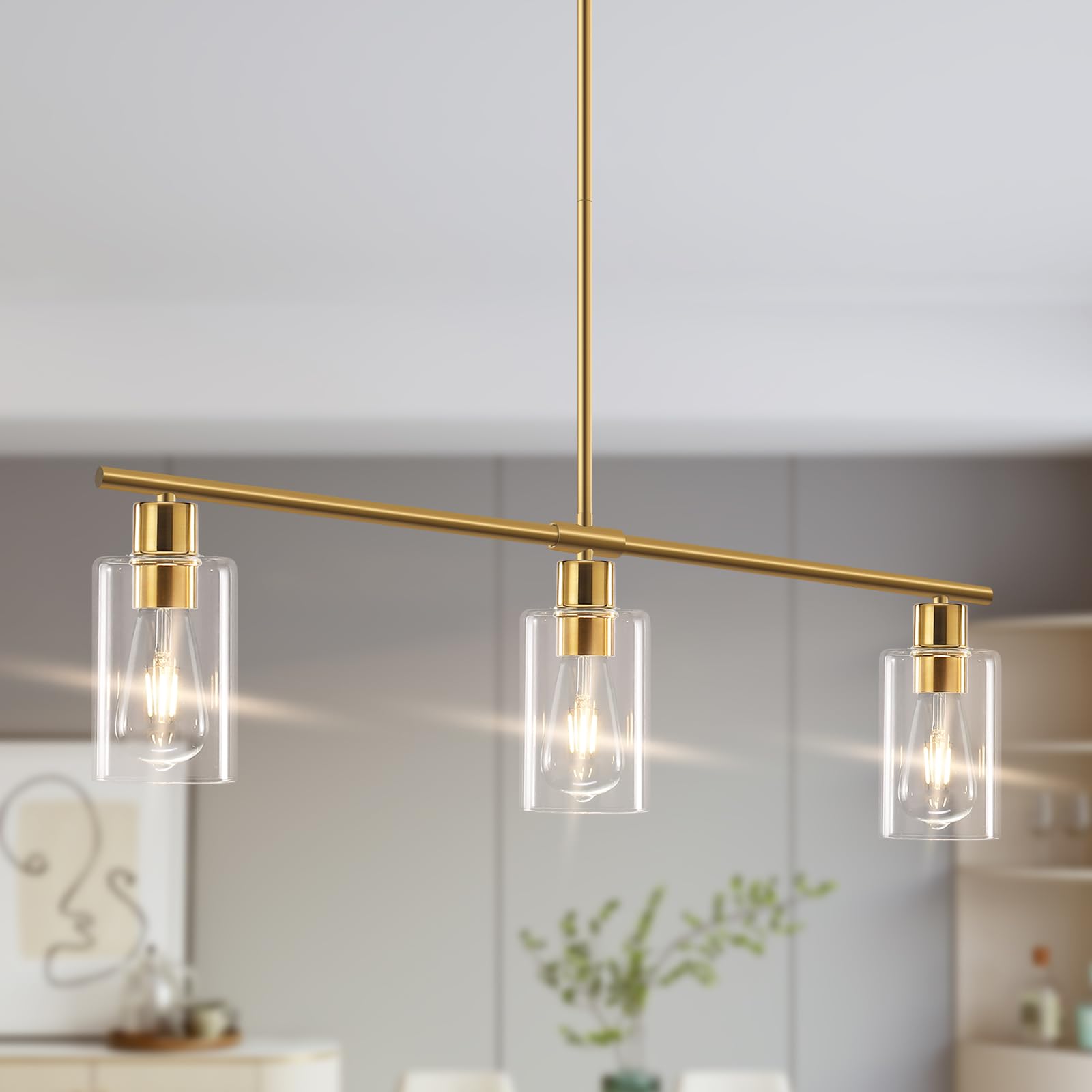 AOIZGMY Kitchen Island Lighting Three Lights Linear Chandelier ...