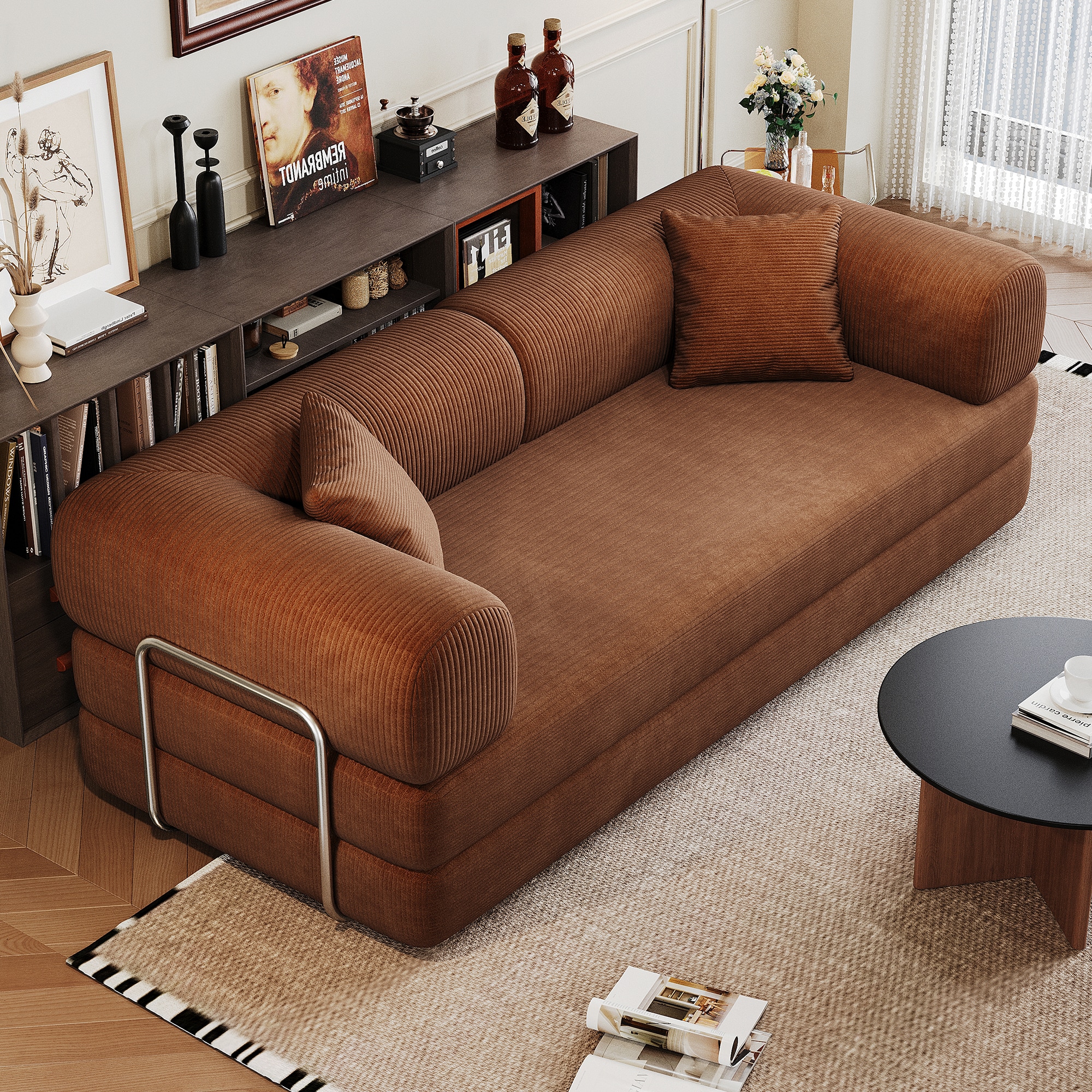 Clihome 78.8-in W Modern Brown 2-seater Reclining Loveseat