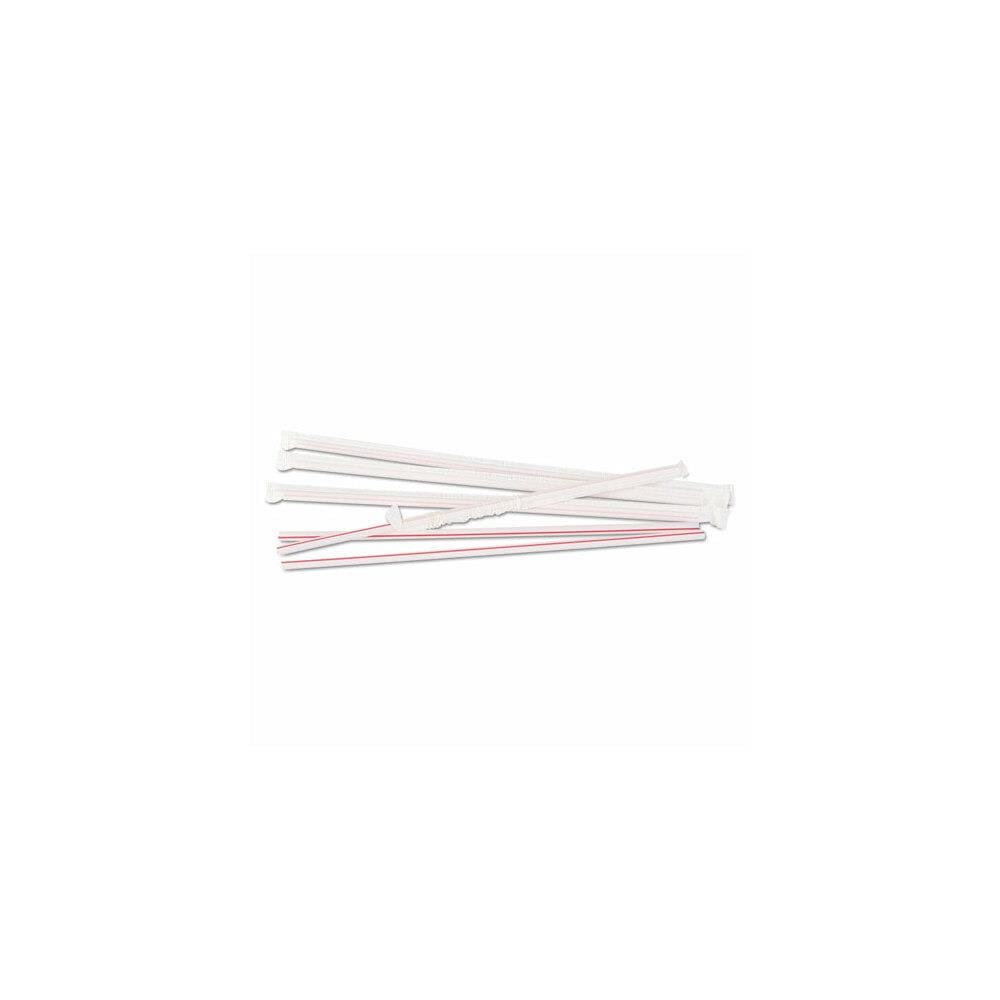 Boardwalk Boardwalk JSTW1025R4 Plastic Jumbo Straws White With Red   41050433 