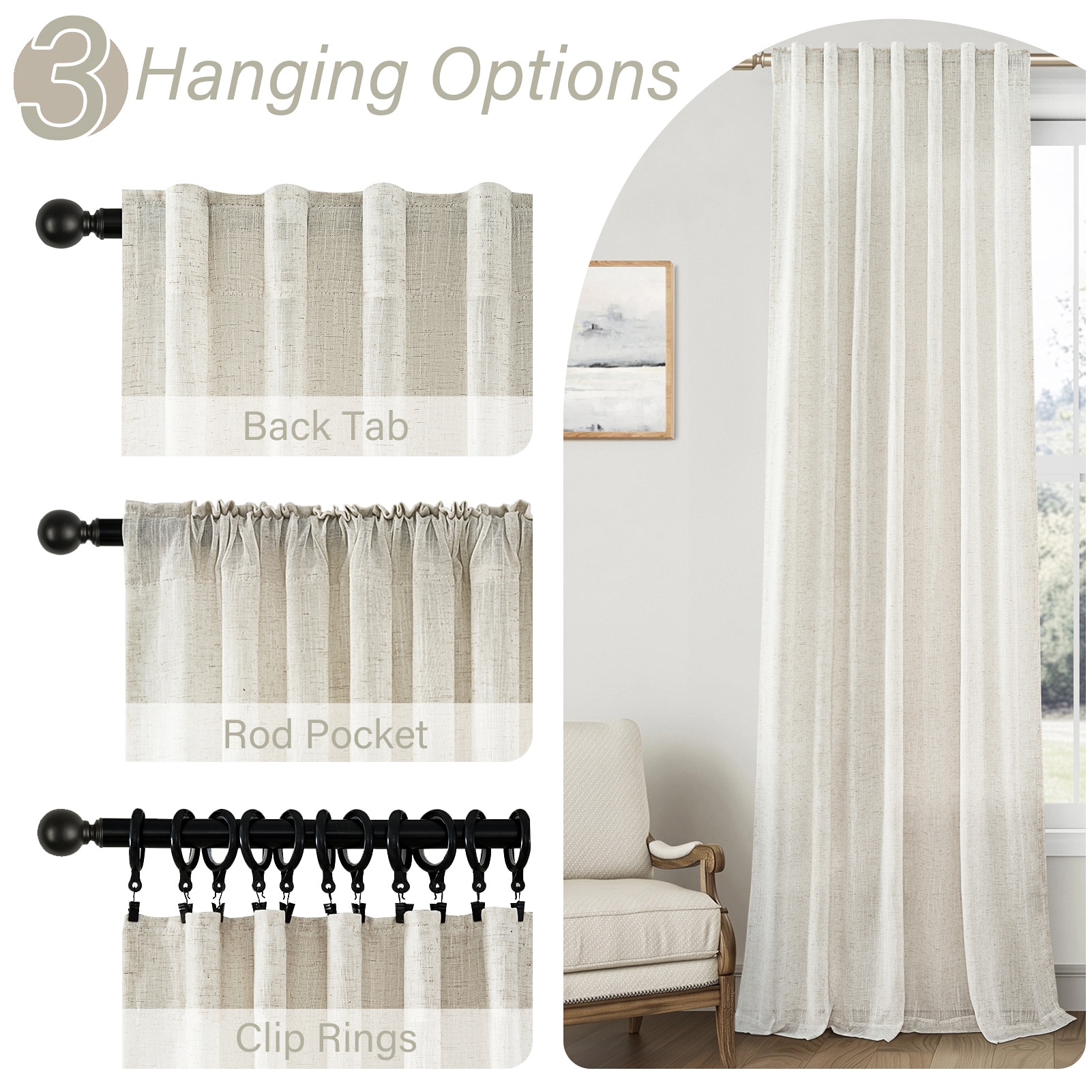 Topfinel 224RB NATURAL 50X84 curtains - View #3