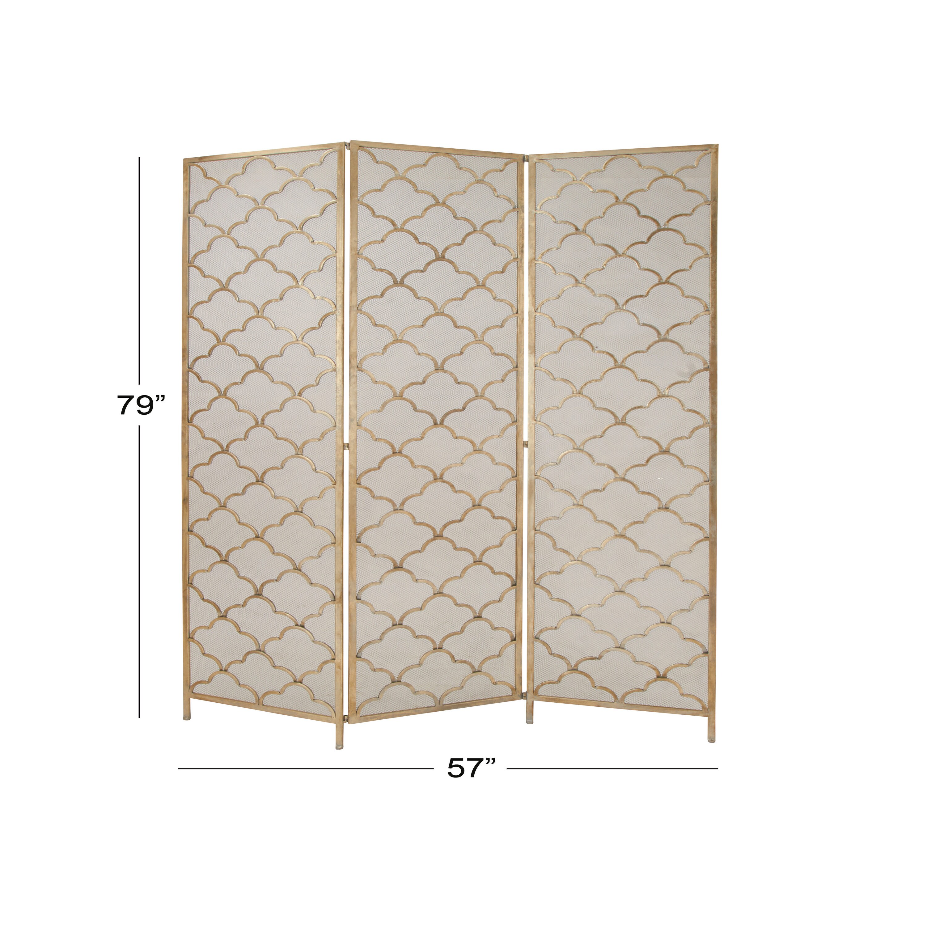 Grayson Lane 3-Panel Gold Hinged Foldable 3 Panel Metal Contemporary ...