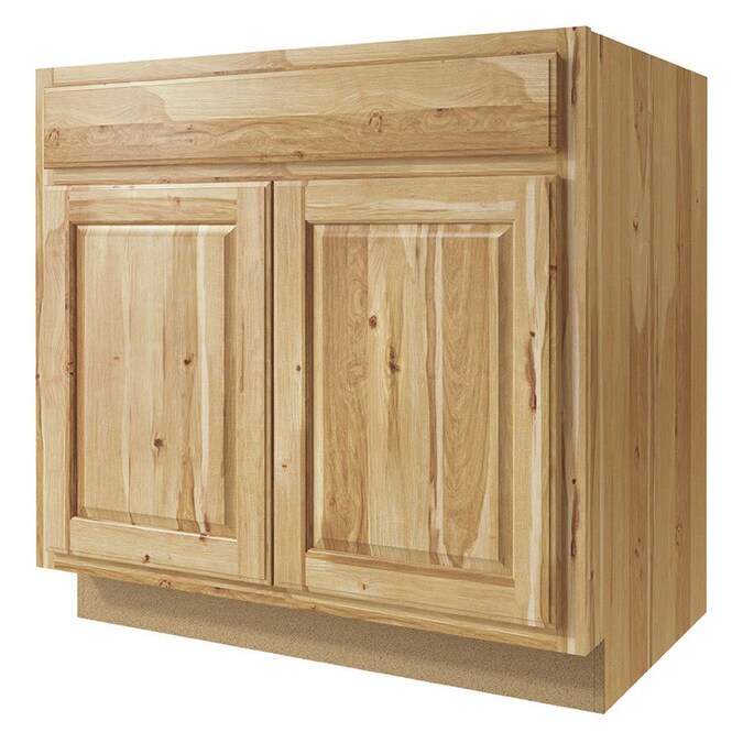 Diamond Now Denver 33 In W X 35 In H X 23 75 In D Natural Rustic Hickory Sink Base Fully Assembled Cabinet In The Stock Kitchen Cabinets Department At Lowes Com