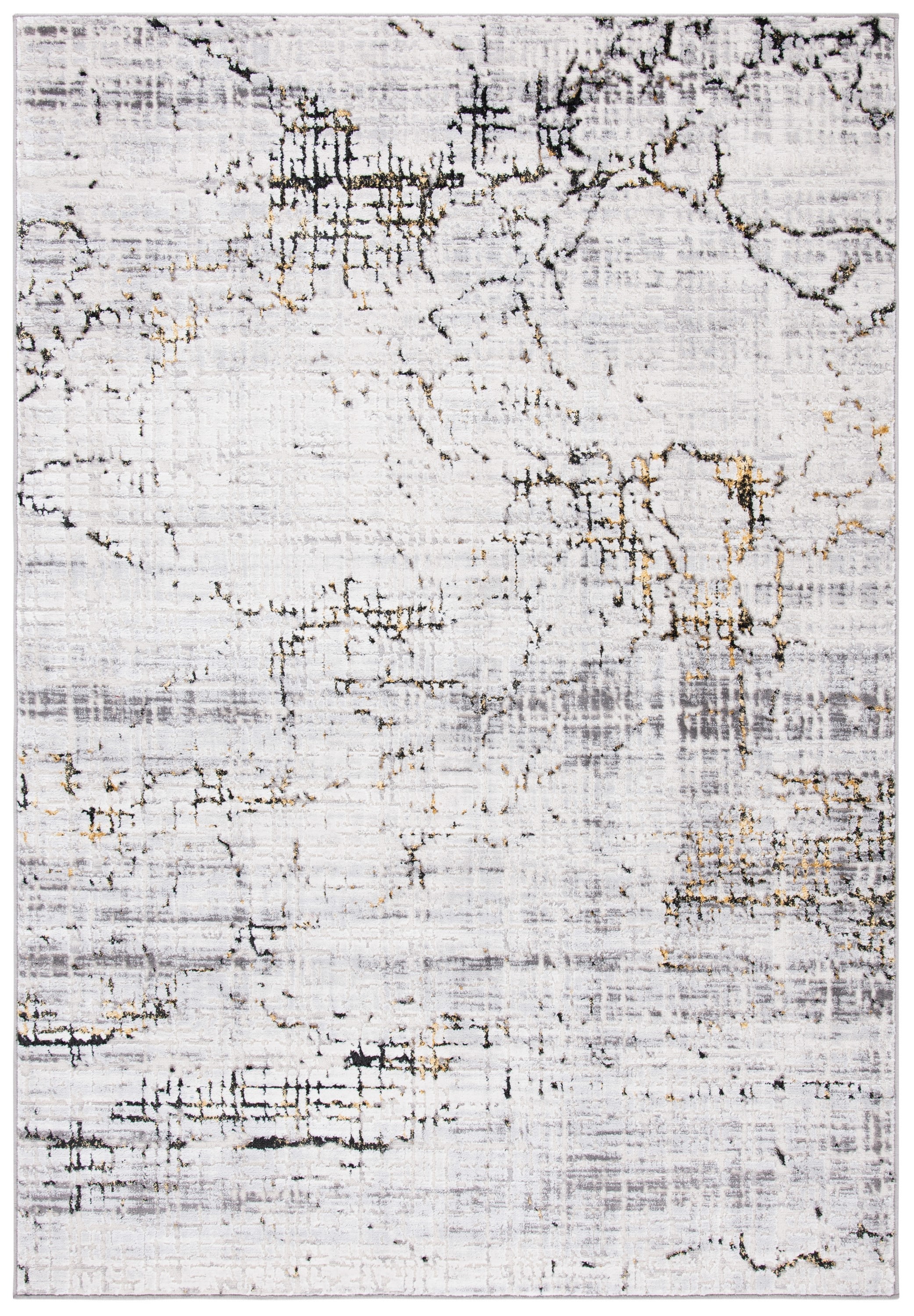 Amelia Grey and Gold Abstract Rectangular Area Rug