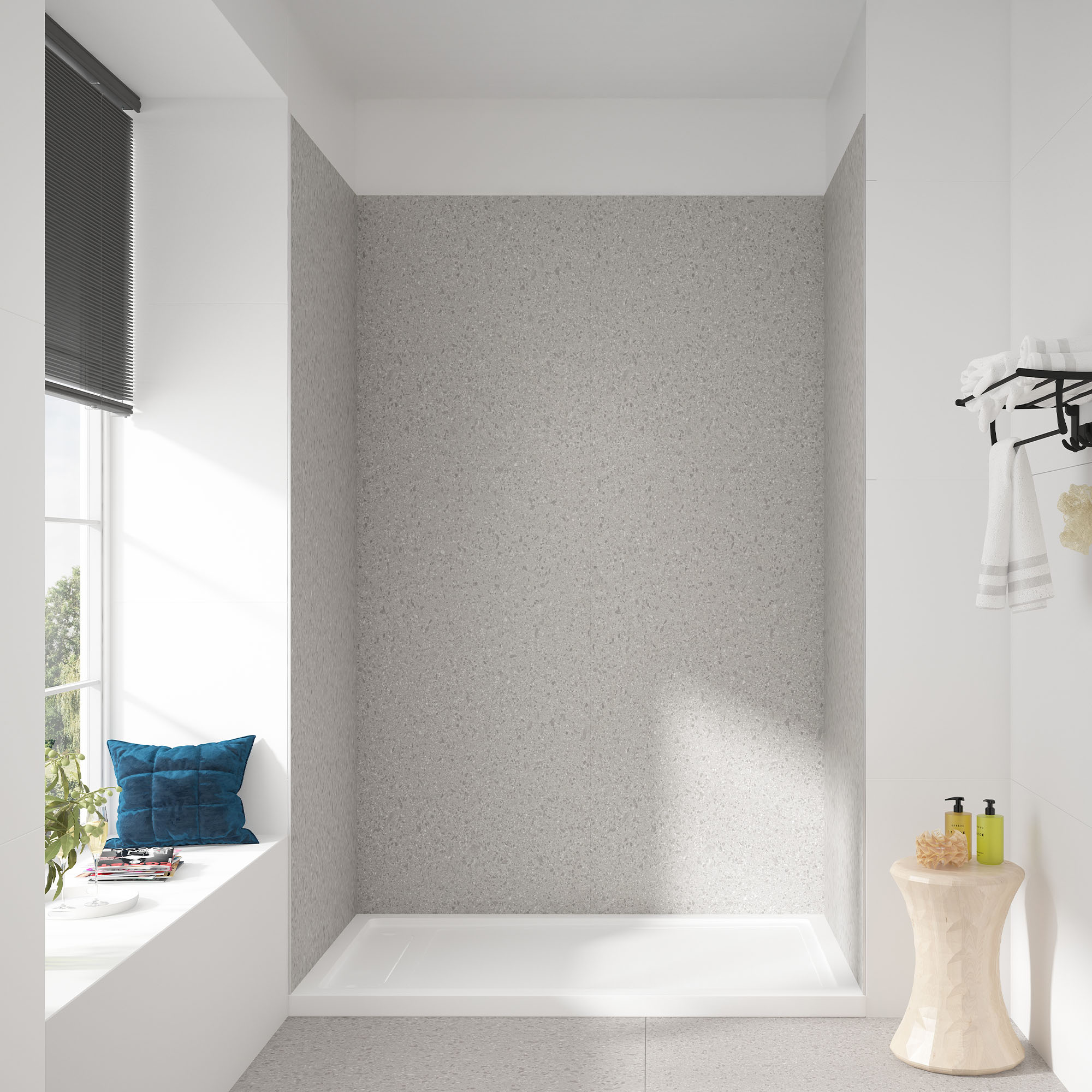 OVE Decors Arroyo 60-in W x 36-in D x 80-in H Terrazzo 4 -Piece Glue Up Shower wall surround